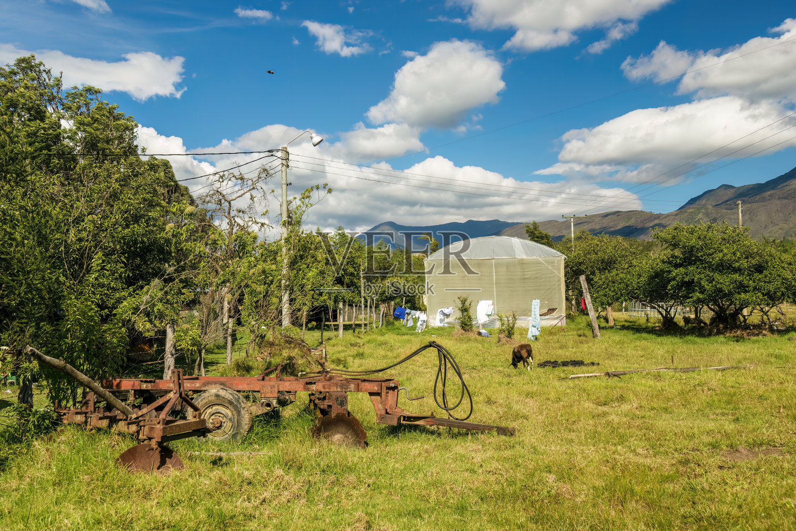 一个相当杂乱的乡村场景照片摄影图片