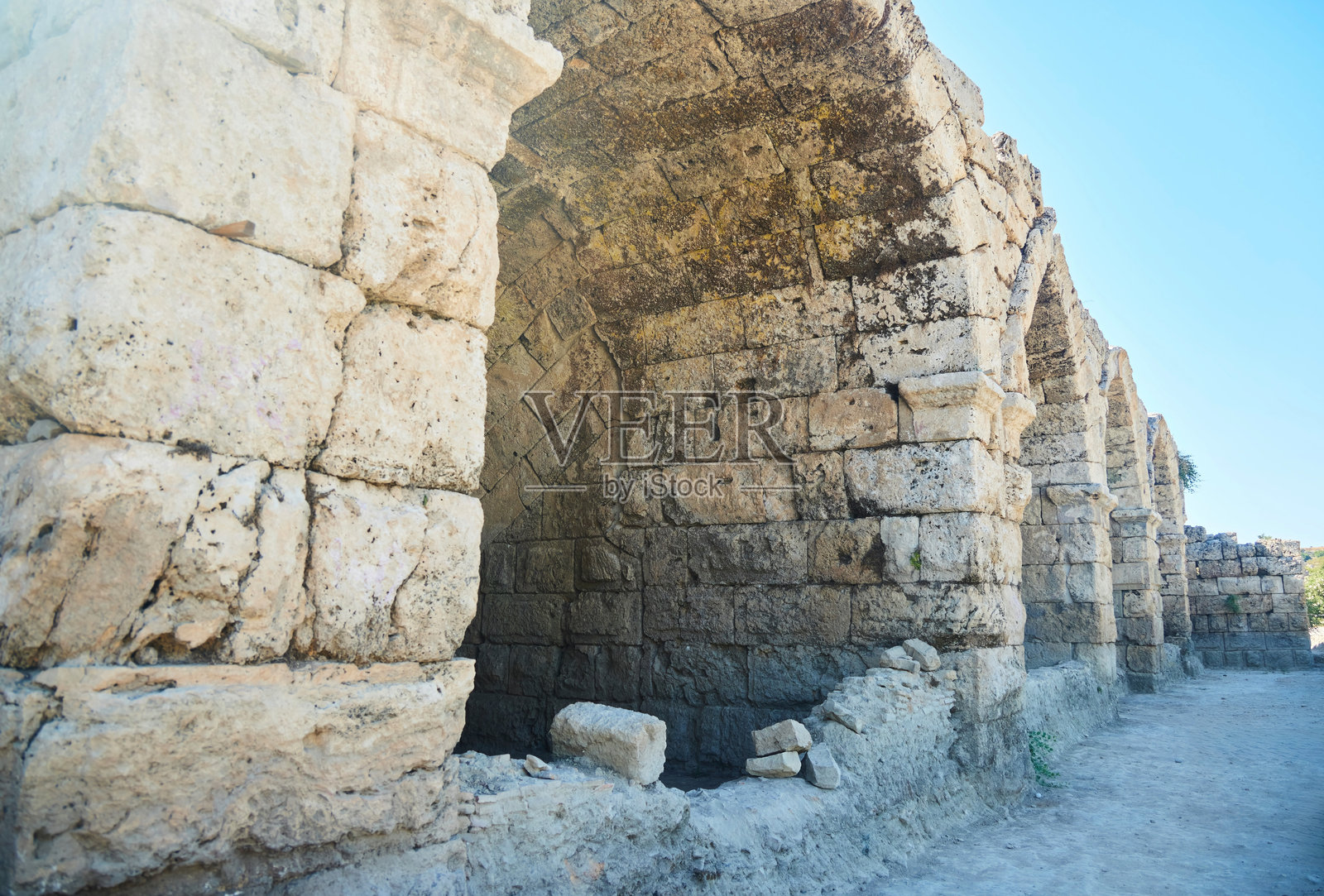 古希腊城市佩尔加的遗址。土耳其安塔利亚照片摄影图片
