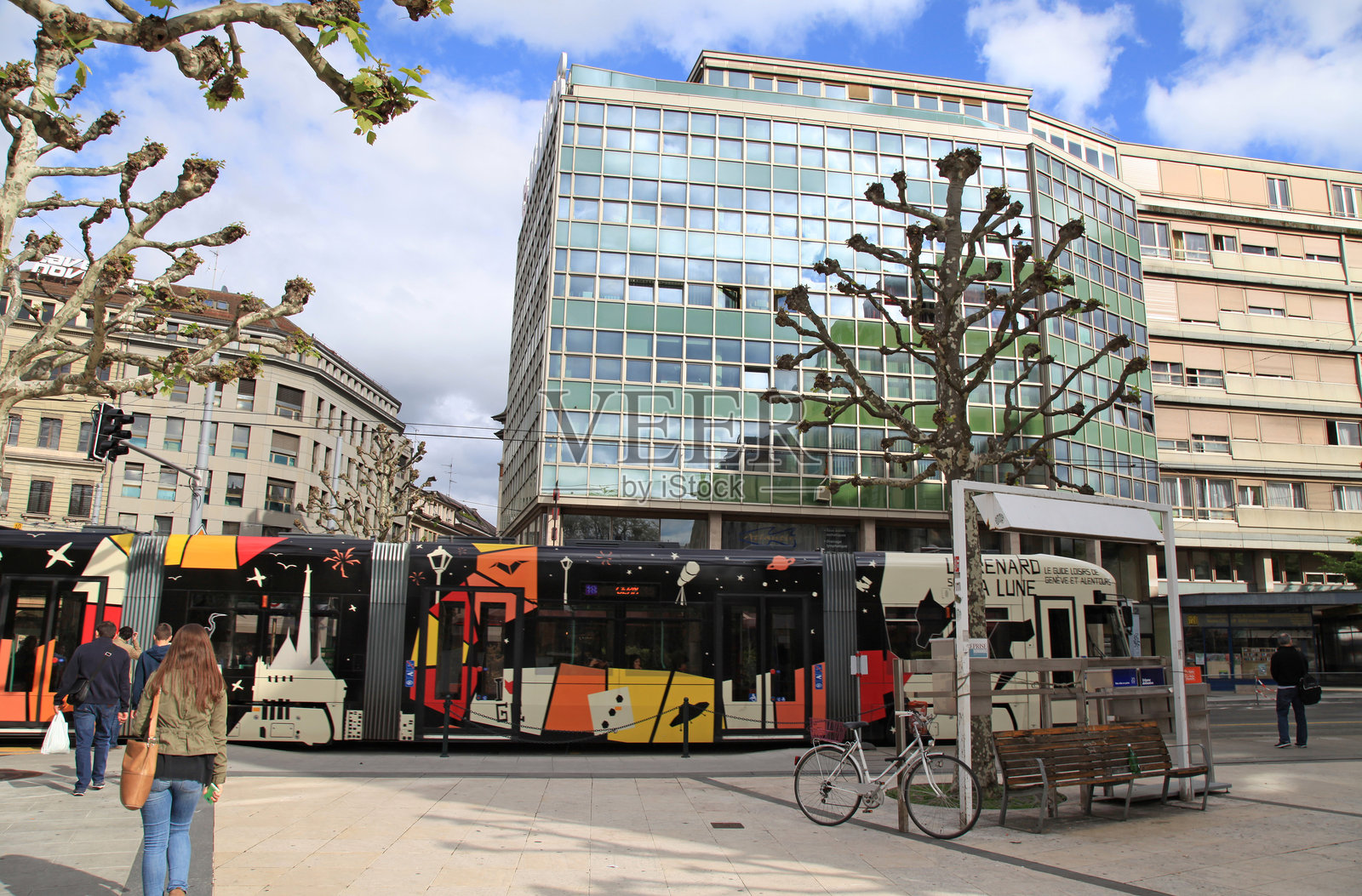 瑞士日内瓦的尚特普莱街照片摄影图片