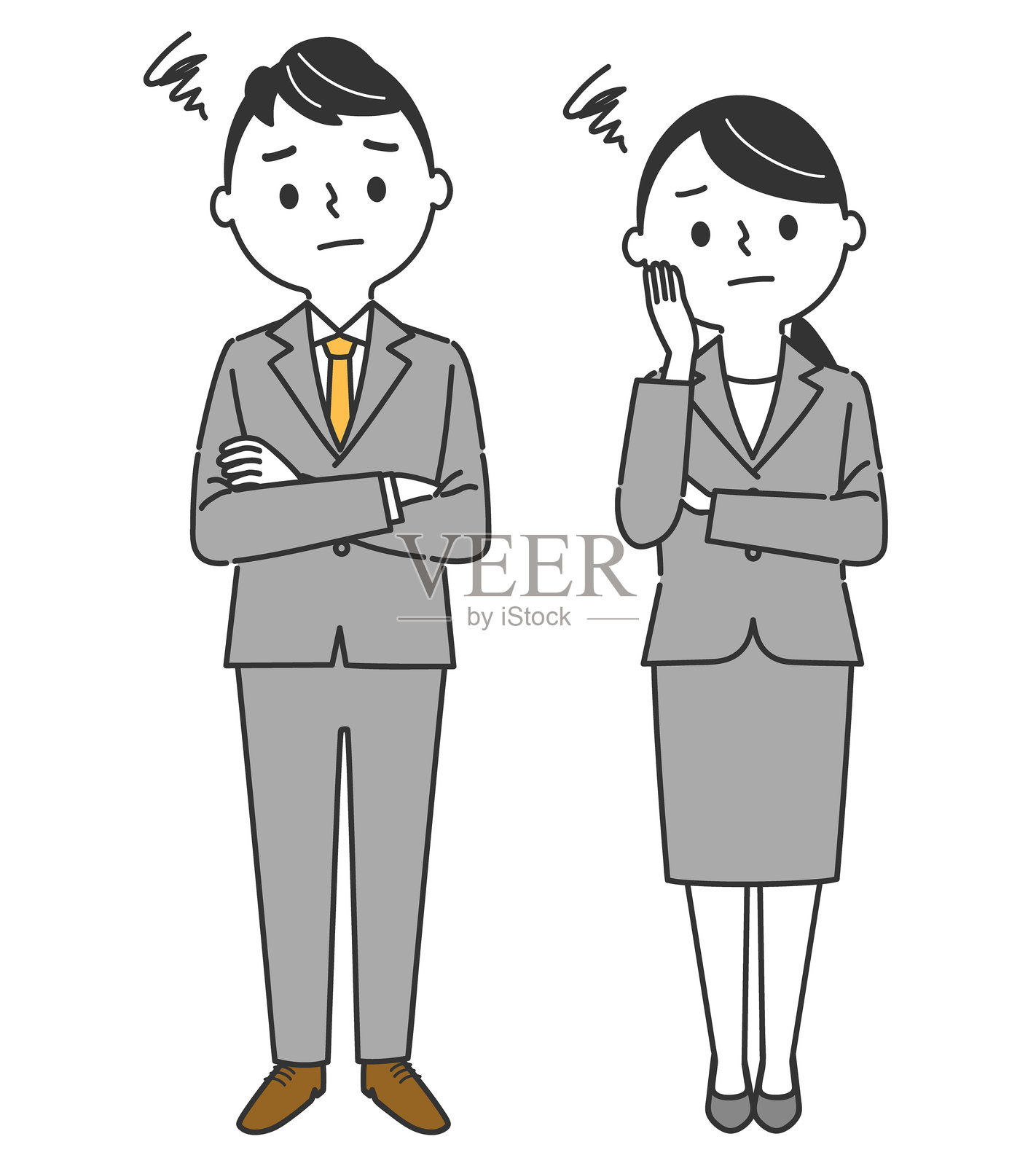 烦恼的商务人士，全身，矢量图插画图片素材