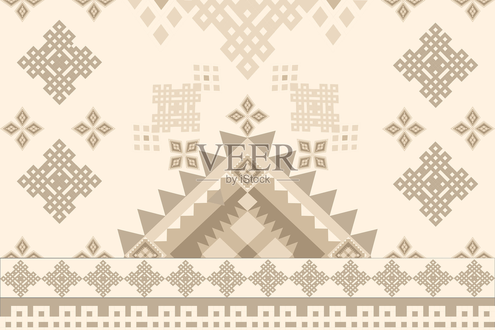 几何无缝图案 - 土色织物印花插画图片素材