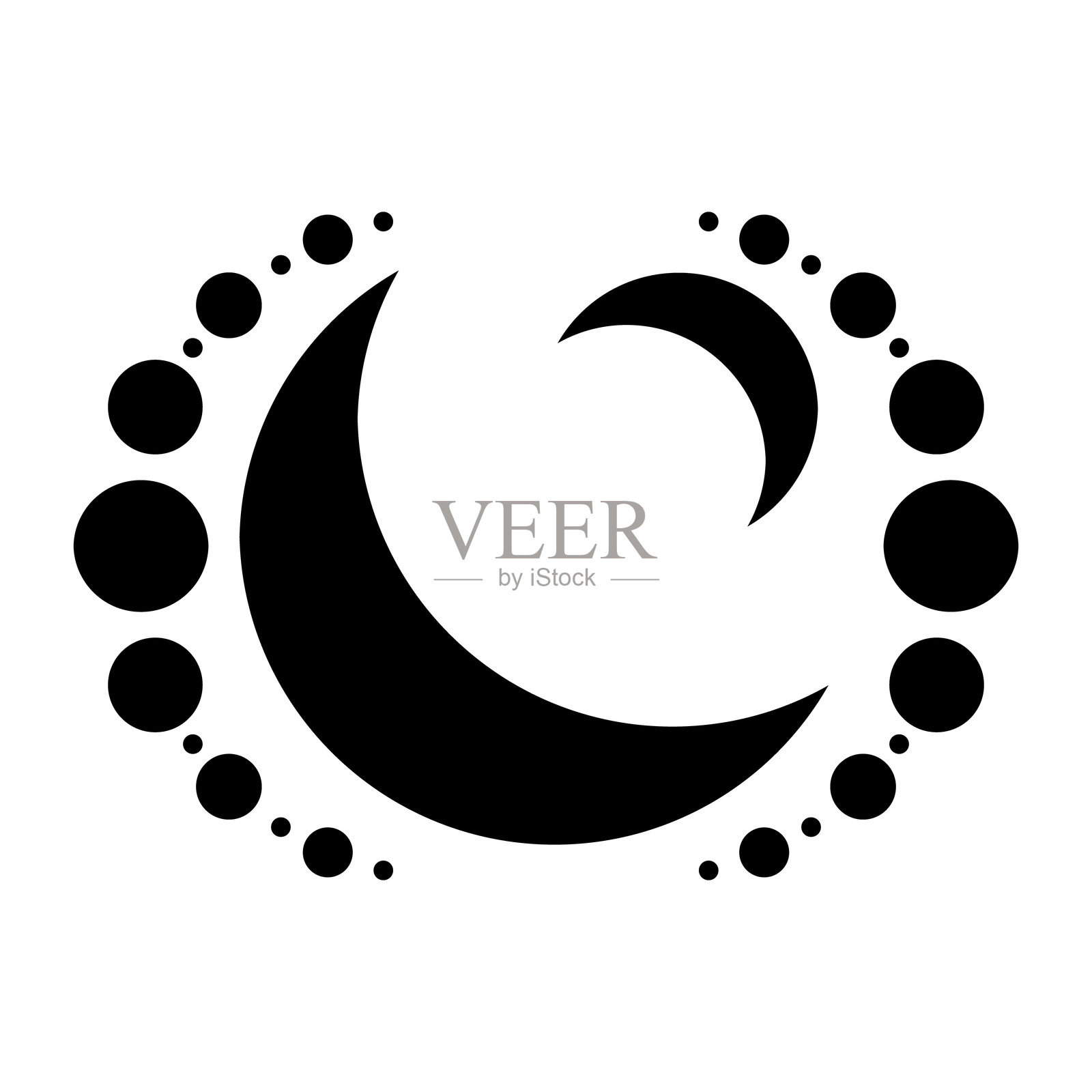 月亮扁平图标。占星术、炼金术、波西米亚风格和魔法的符号。插画图片素材