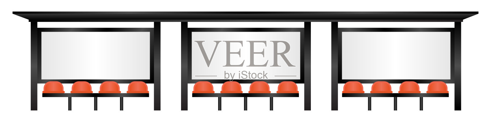 公交车站或公交车停靠站的空白广告牌。插画图片素材