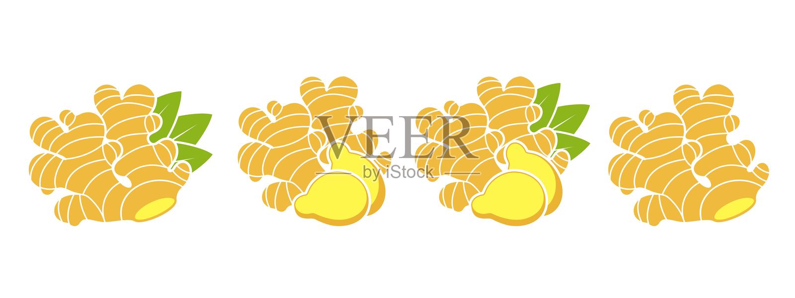 姜的标志。白色背景上的孤立姜块插画图片素材