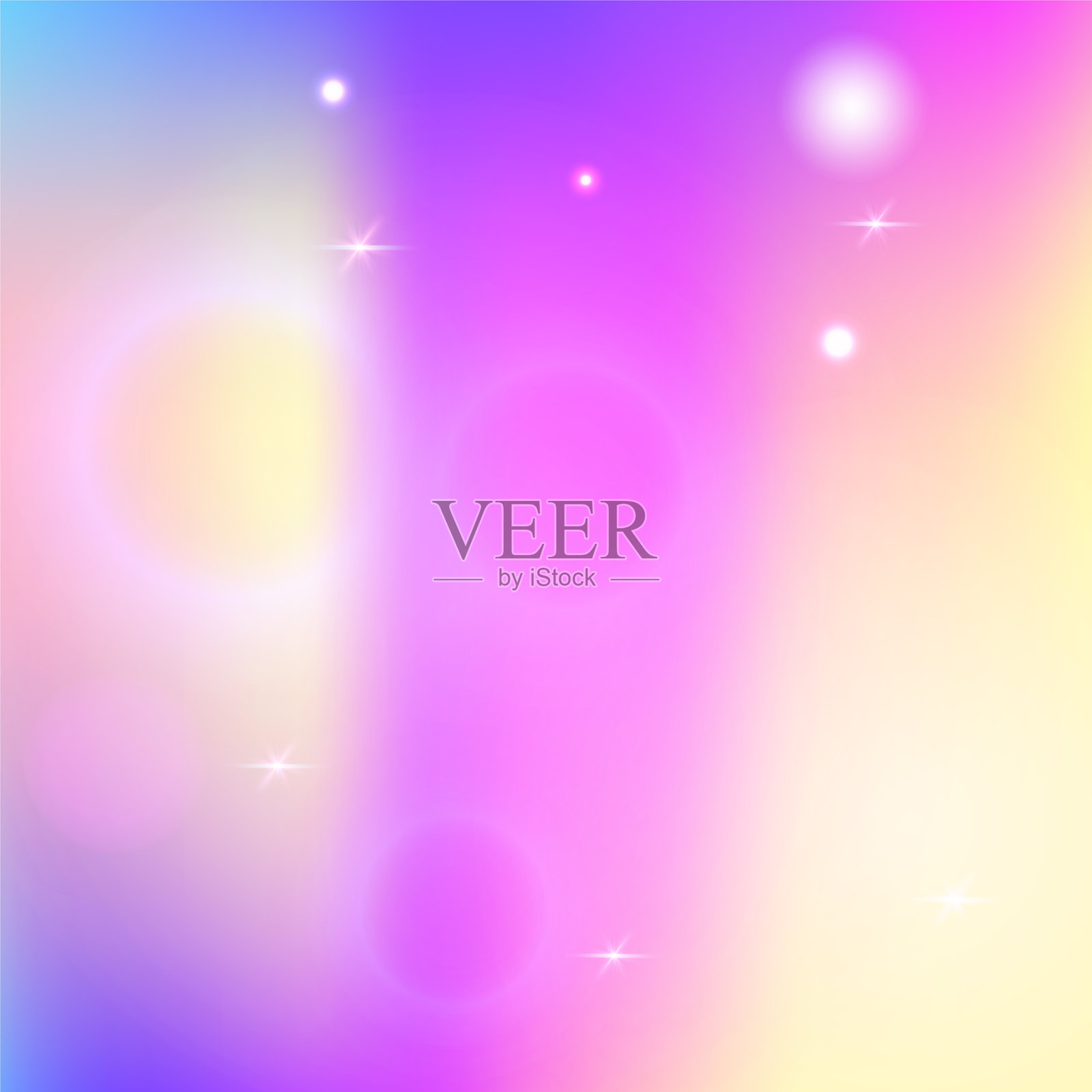 粉色仙女背景。彩虹渐变。淡紫色神秘全息图。童话般的多彩网格。紫色宇宙邀请函。可爱的图案。女孩闪光。霓虹可爱图案。插画图片素材