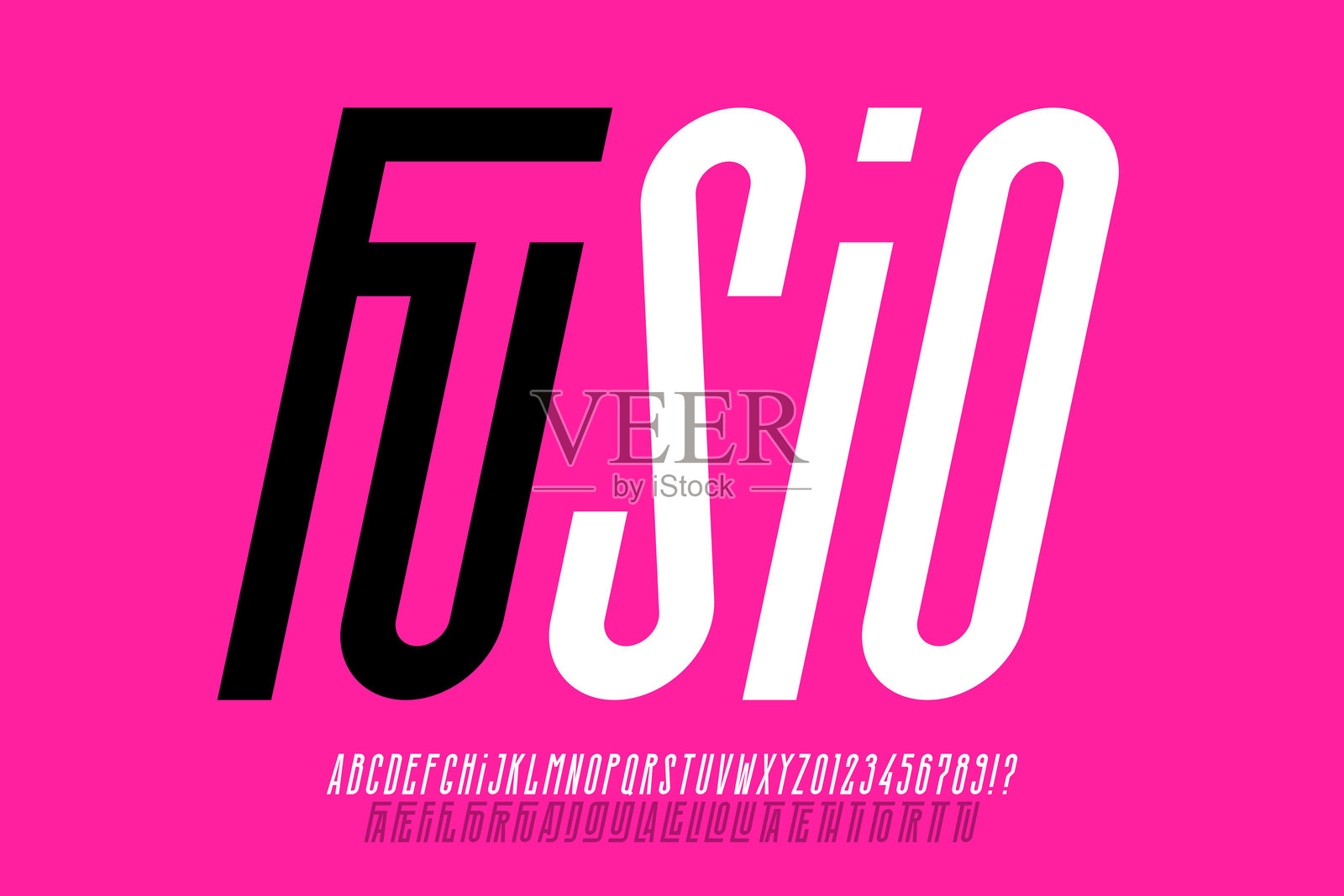 现代紧凑字体设计，带连字的字母和数字矢量插图插画图片素材