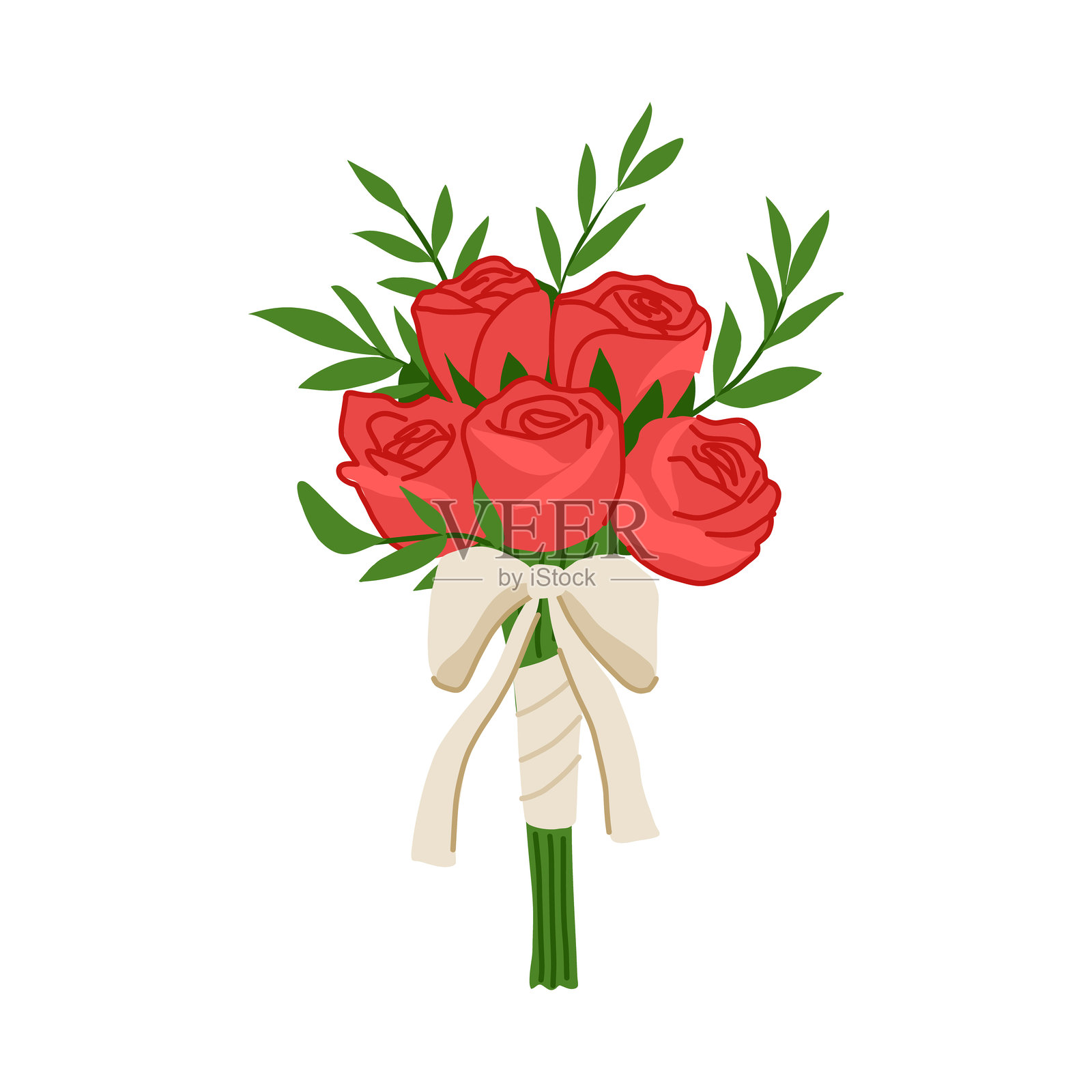 婚礼爱心花束卡通矢量插图插画图片素材