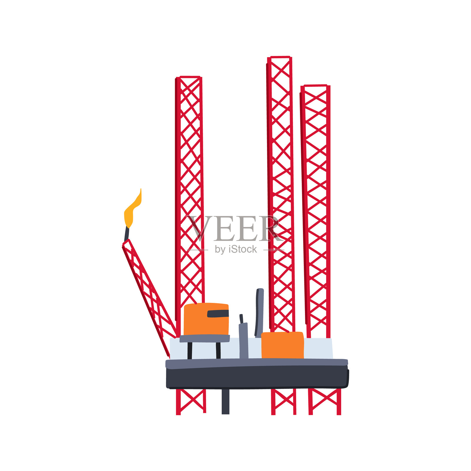 海上石油钻井平台卡通矢量插图插画图片素材