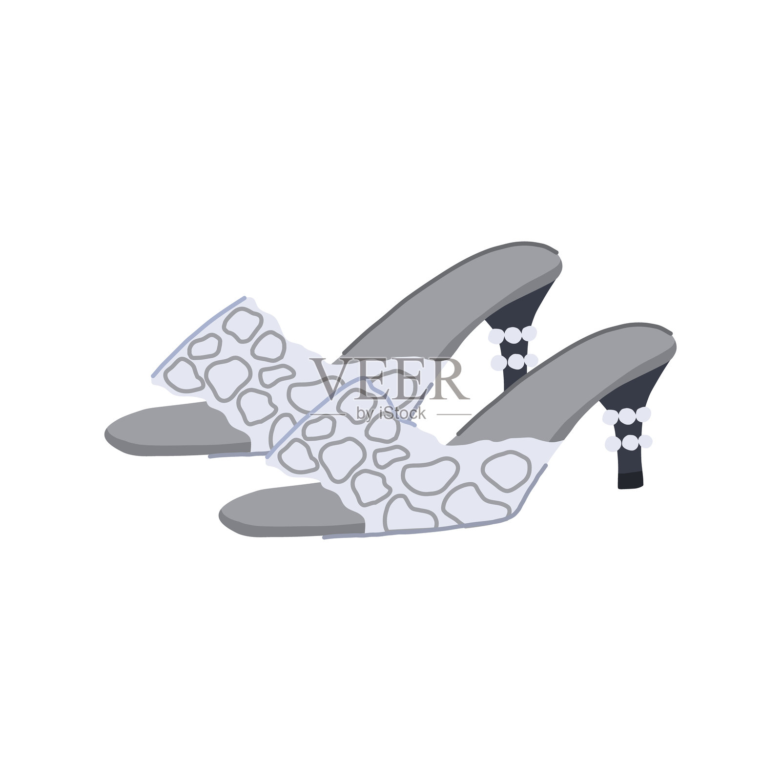 婚礼用蕾丝鞋卡通矢量插图插画图片素材