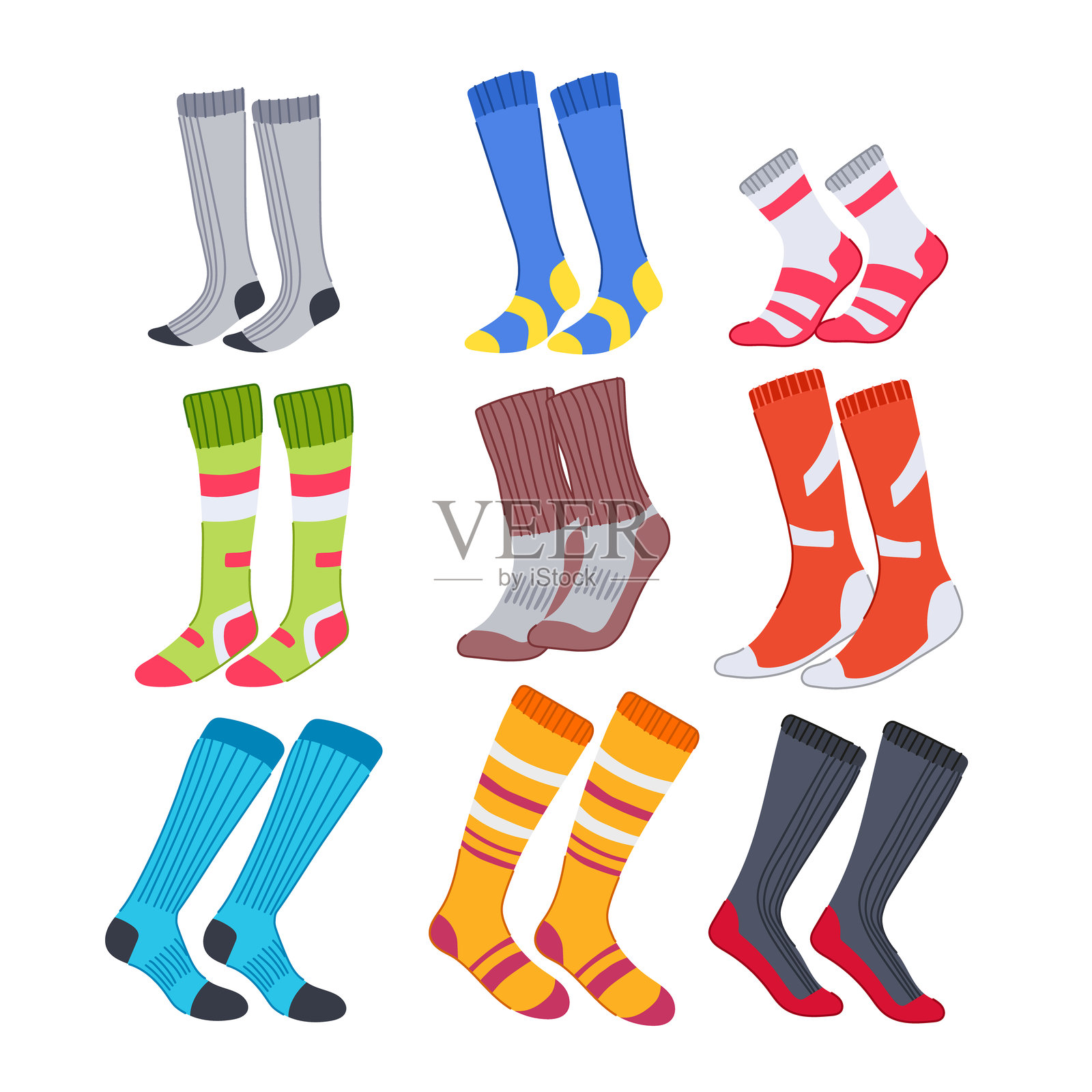 卡通足球袜套装矢量插图插画图片素材