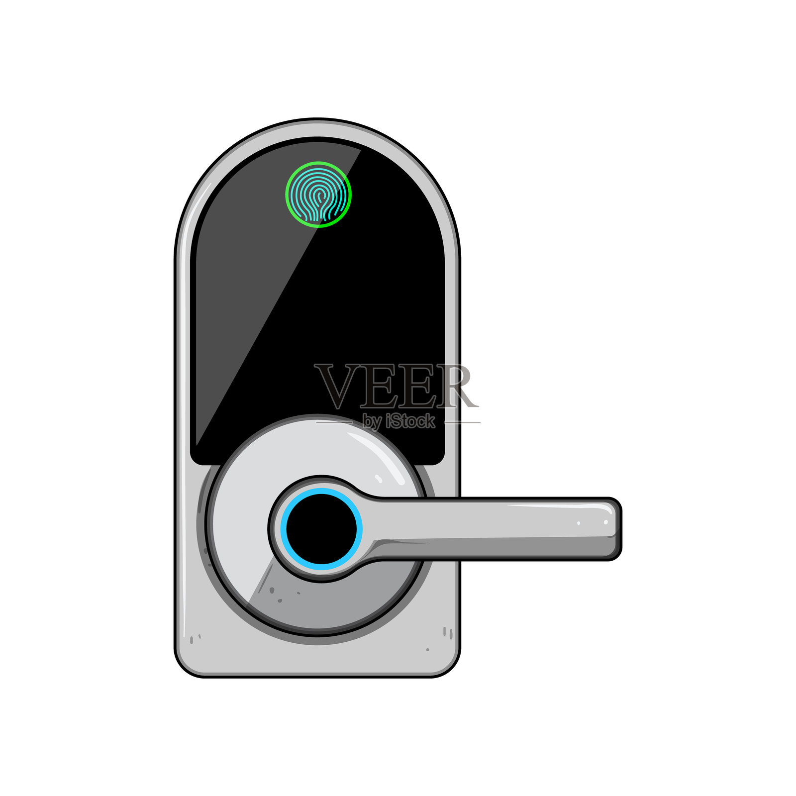 指纹门锁卡通矢量插图插画图片素材