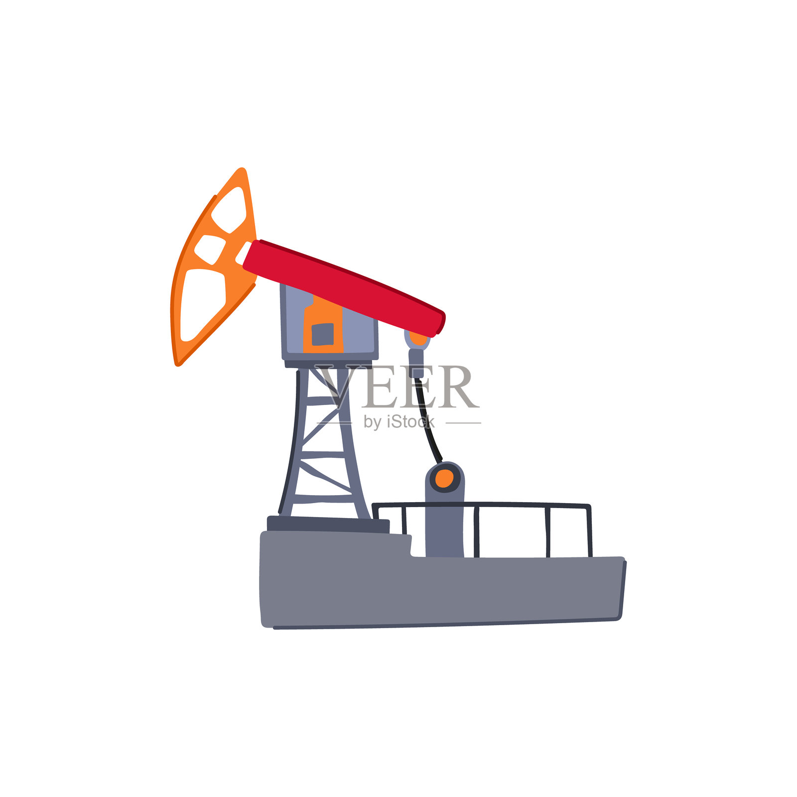 油田钻井平台卡通矢量插图插画图片素材