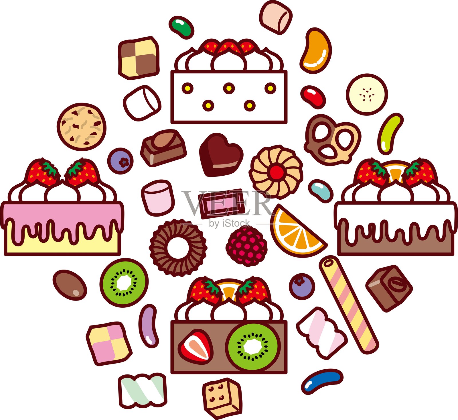 蛋糕和甜点合集插画图片素材