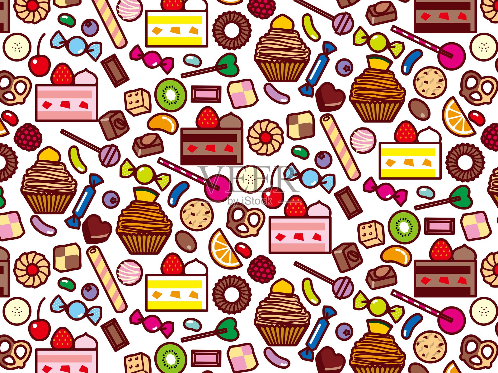 草莓蛋糕，甜点系列，图案插画图片素材