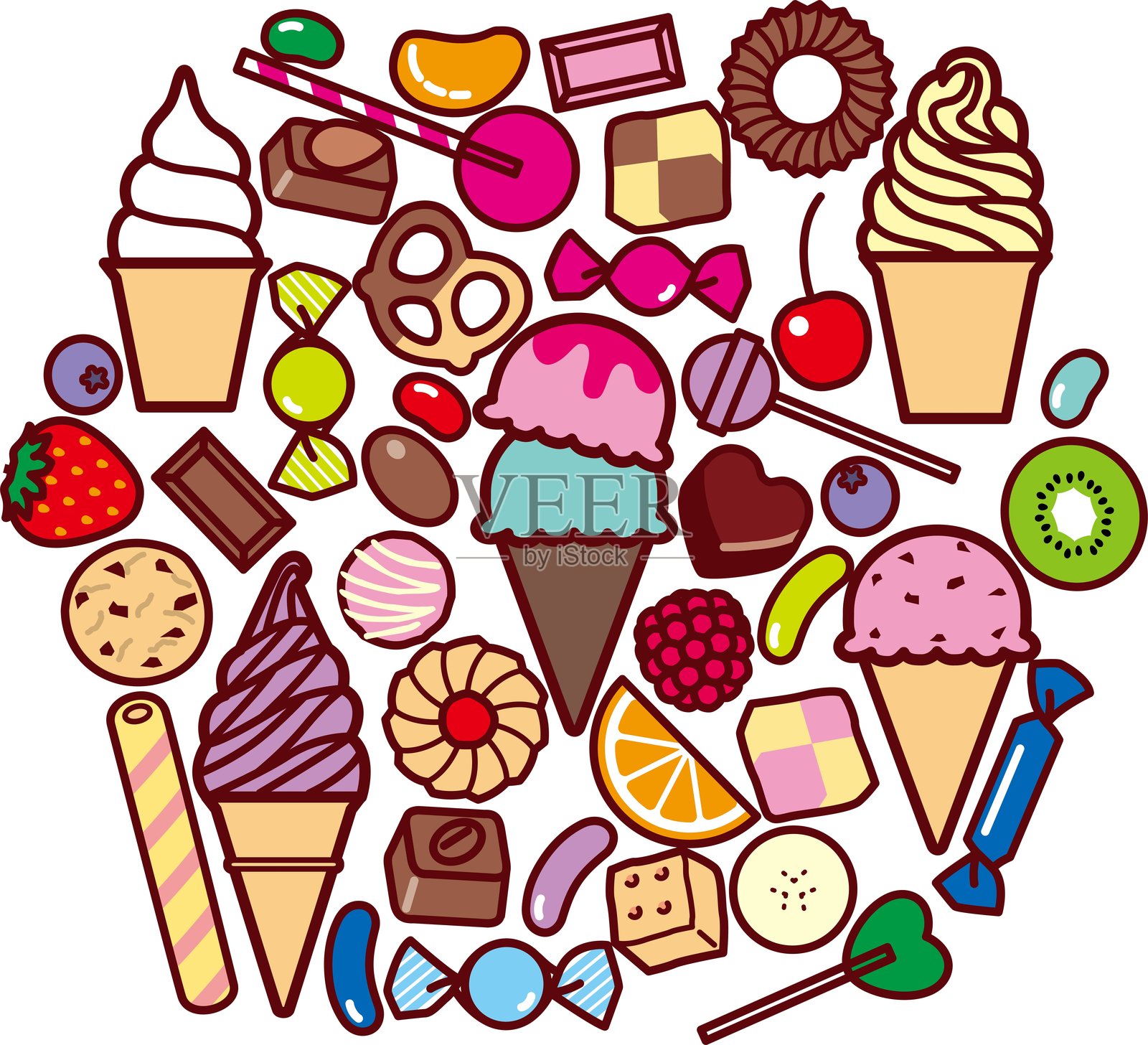 冰淇淋和甜点系列插画图片素材