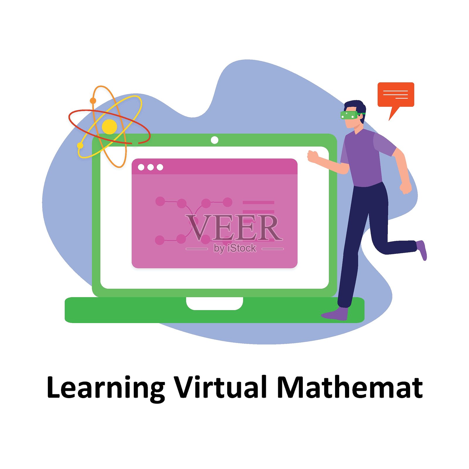 可轻松修改或编辑的虚拟数学学习矢量插图插画图片素材