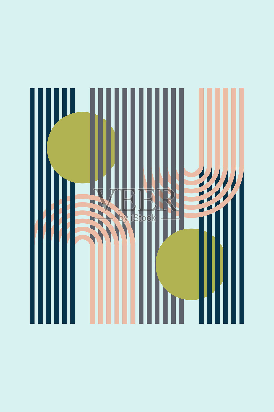 可打印的几何线条彩虹墙面艺术背景插画图片素材