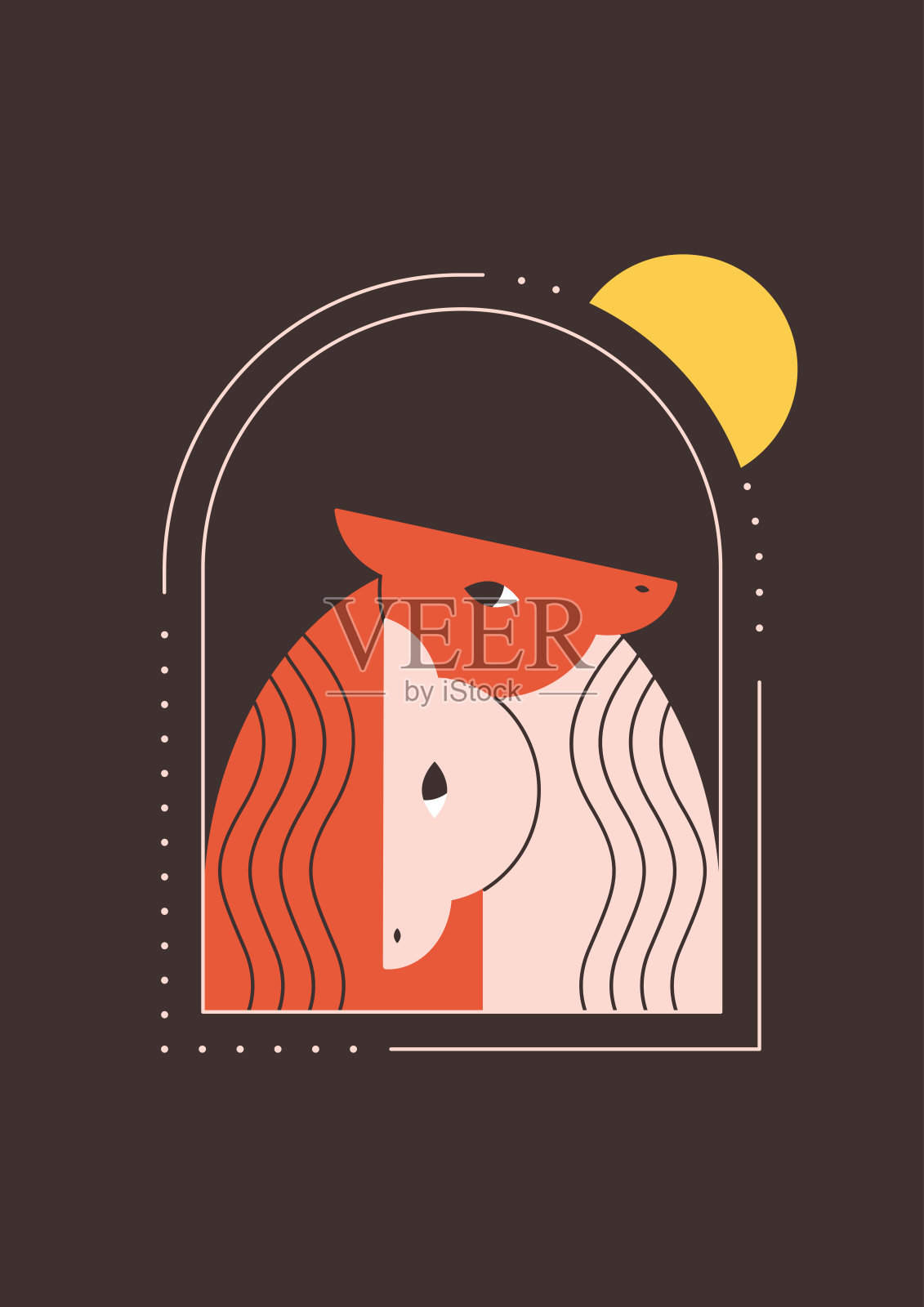 可爱的马情侣。适用于贺卡、海报、横幅的动物印刷设计。马年。平面风格的矢量插图。插画图片素材