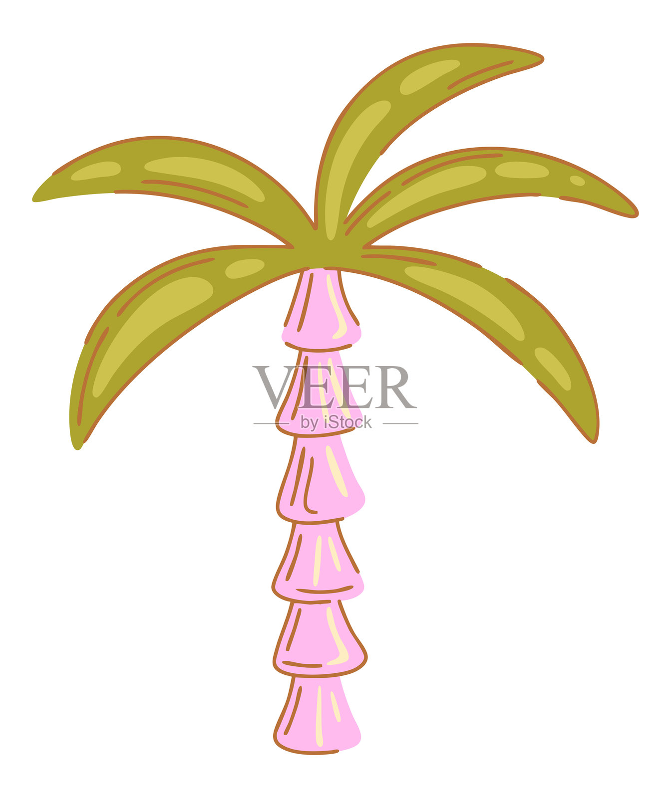 棕榈树的卡通插图。矢量图。插画图片素材