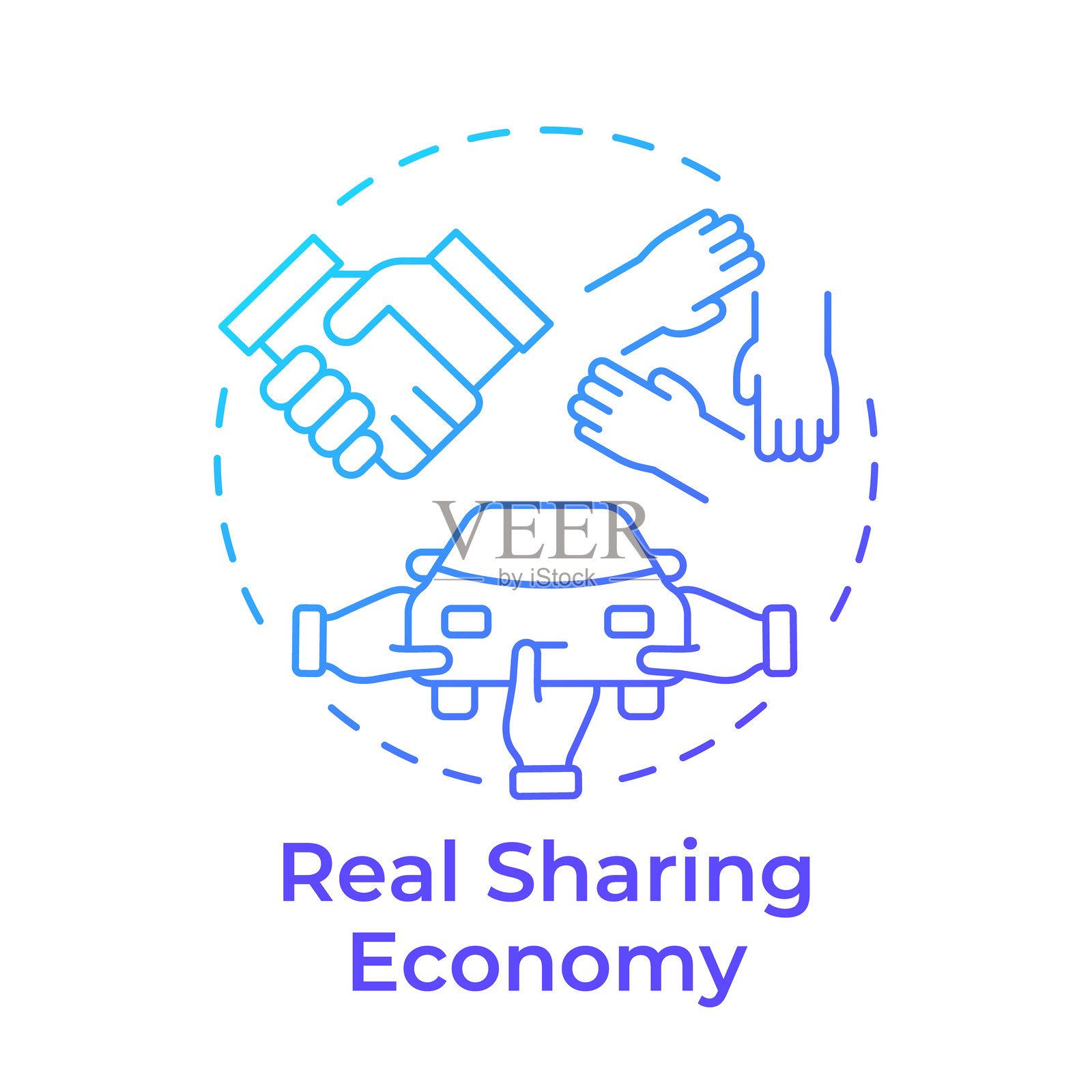 真实共享经济蓝色渐变概念图标插画图片素材