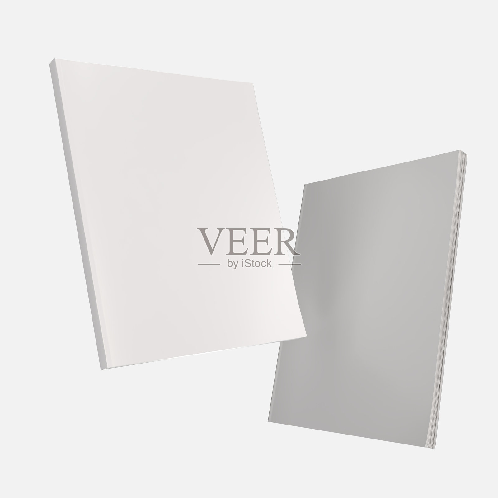 空白杂志或书籍封面模型设计，孤立在白色背景上。用于展示出版商、笔记本、目录、小册子、杂志、日记、期刊、手册或出版物的模板。照片摄影图片