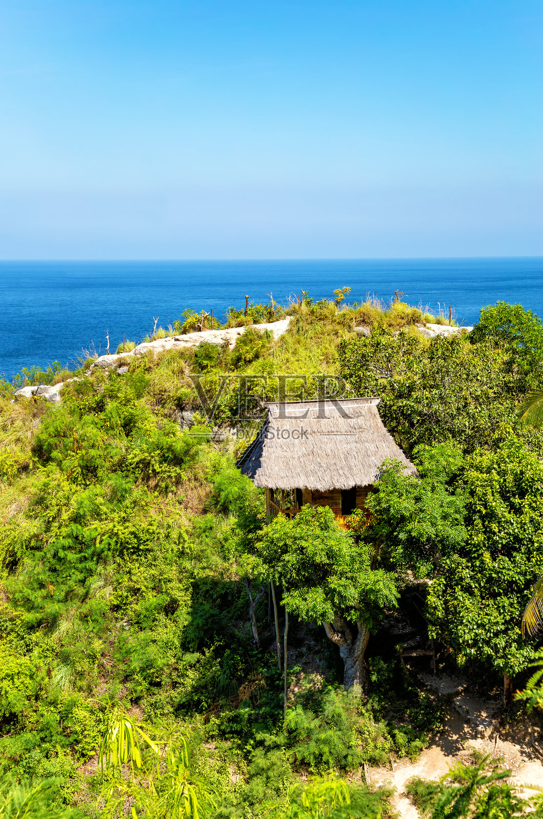 树屋，钻石海滩，努沙佩尼达岛，印度尼西亚，东南亚。照片摄影图片