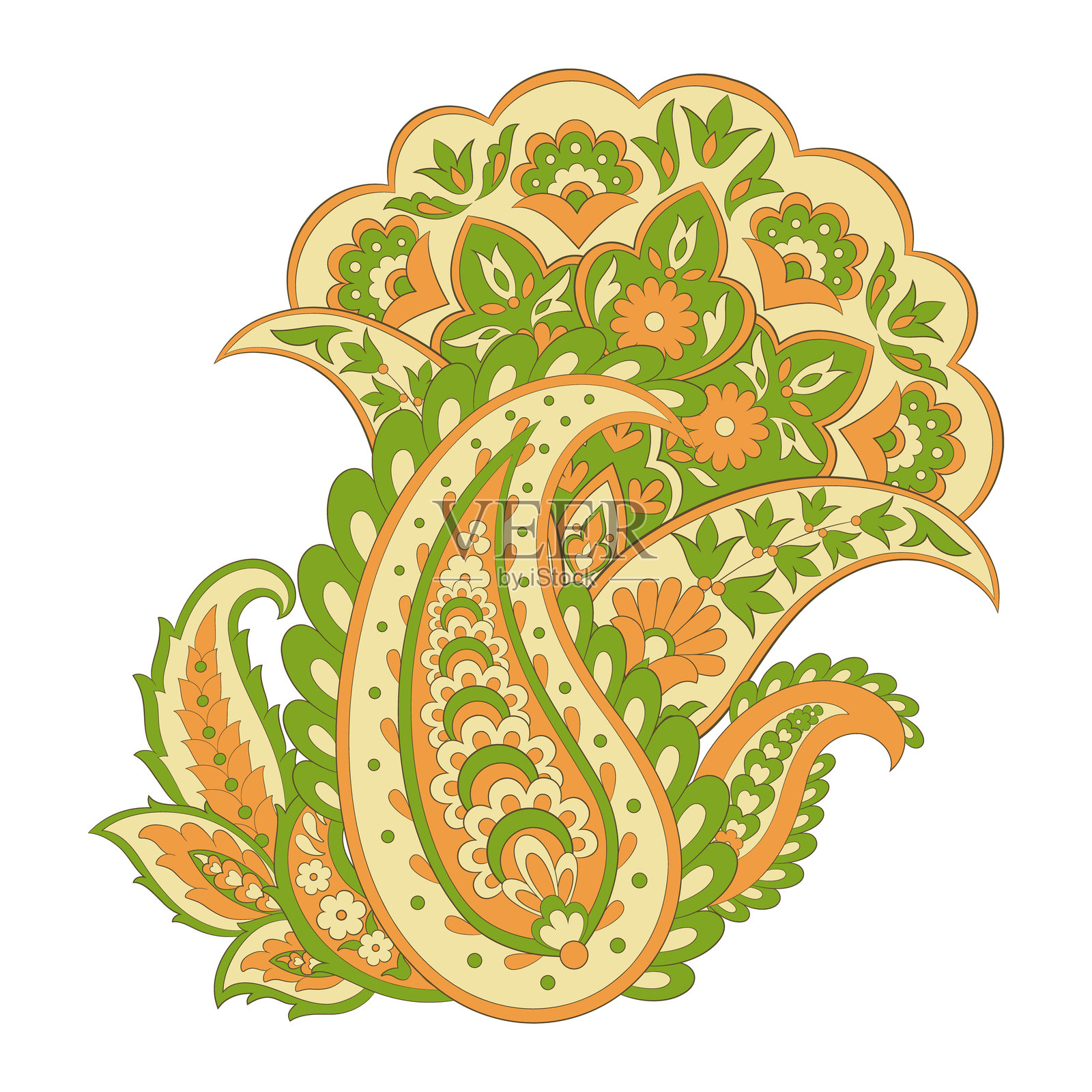 孤立的佩斯利图案。用于设计的孤立佩斯利卡片。花卉矢量图案。刺绣花卉矢量图案。插画图片素材