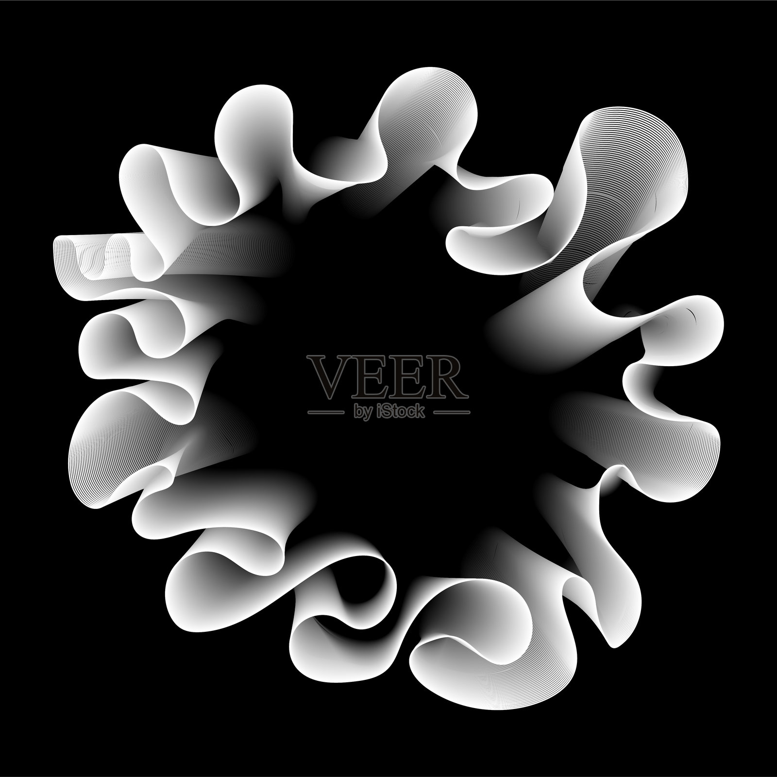 抽象混合花卉图案设计科技符号插画图片素材