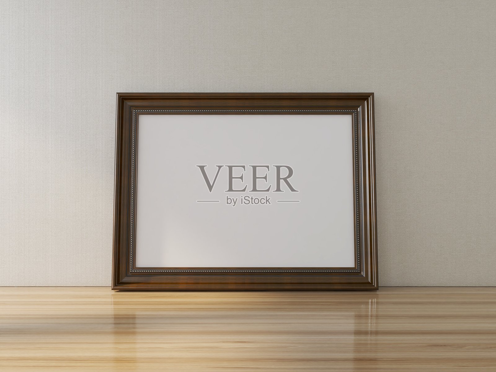 桌子上的空白横向框架模型照片摄影图片