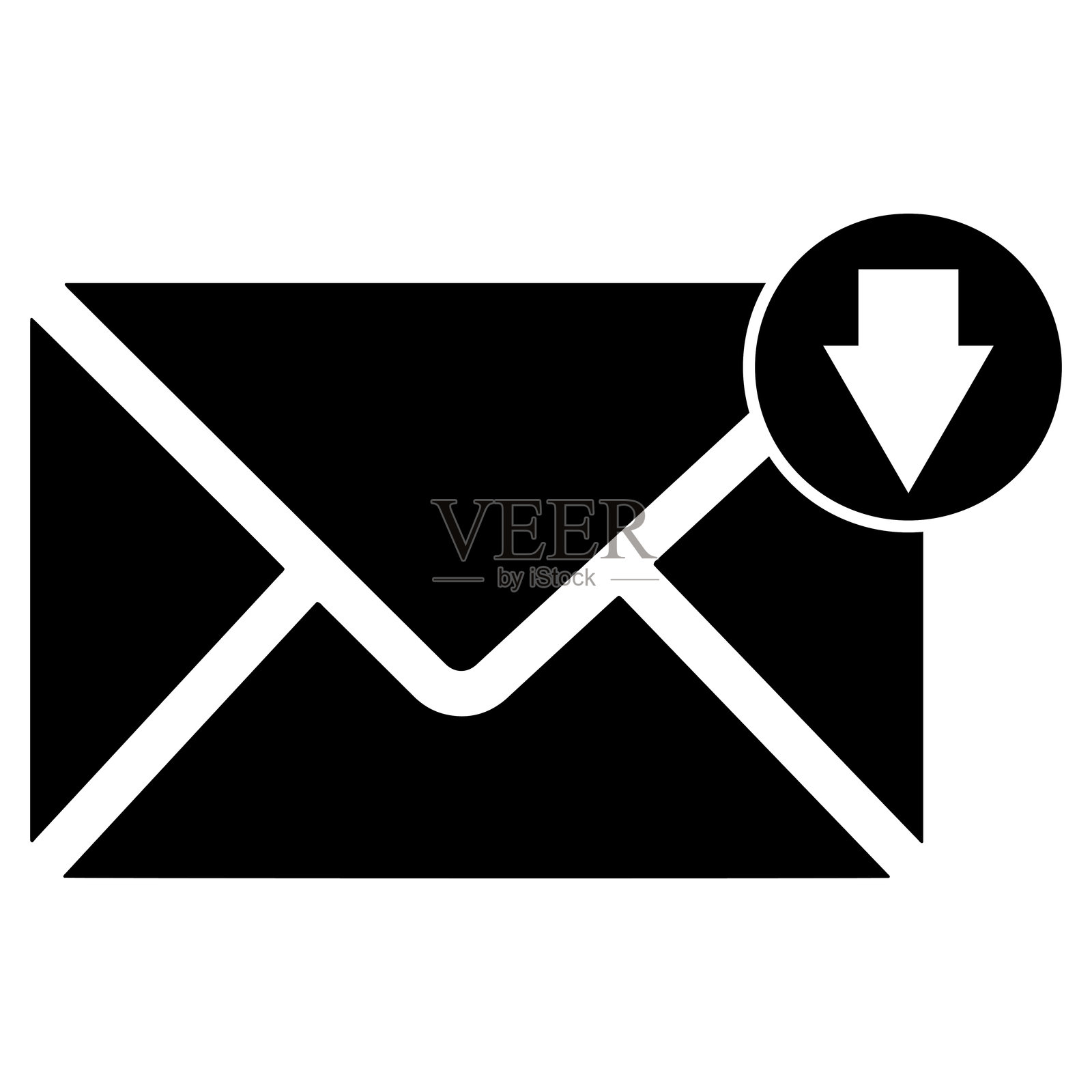 时尚风格的收件箱图标。收到邮件图标。电子邮件图标。矢量插图。插画图片素材