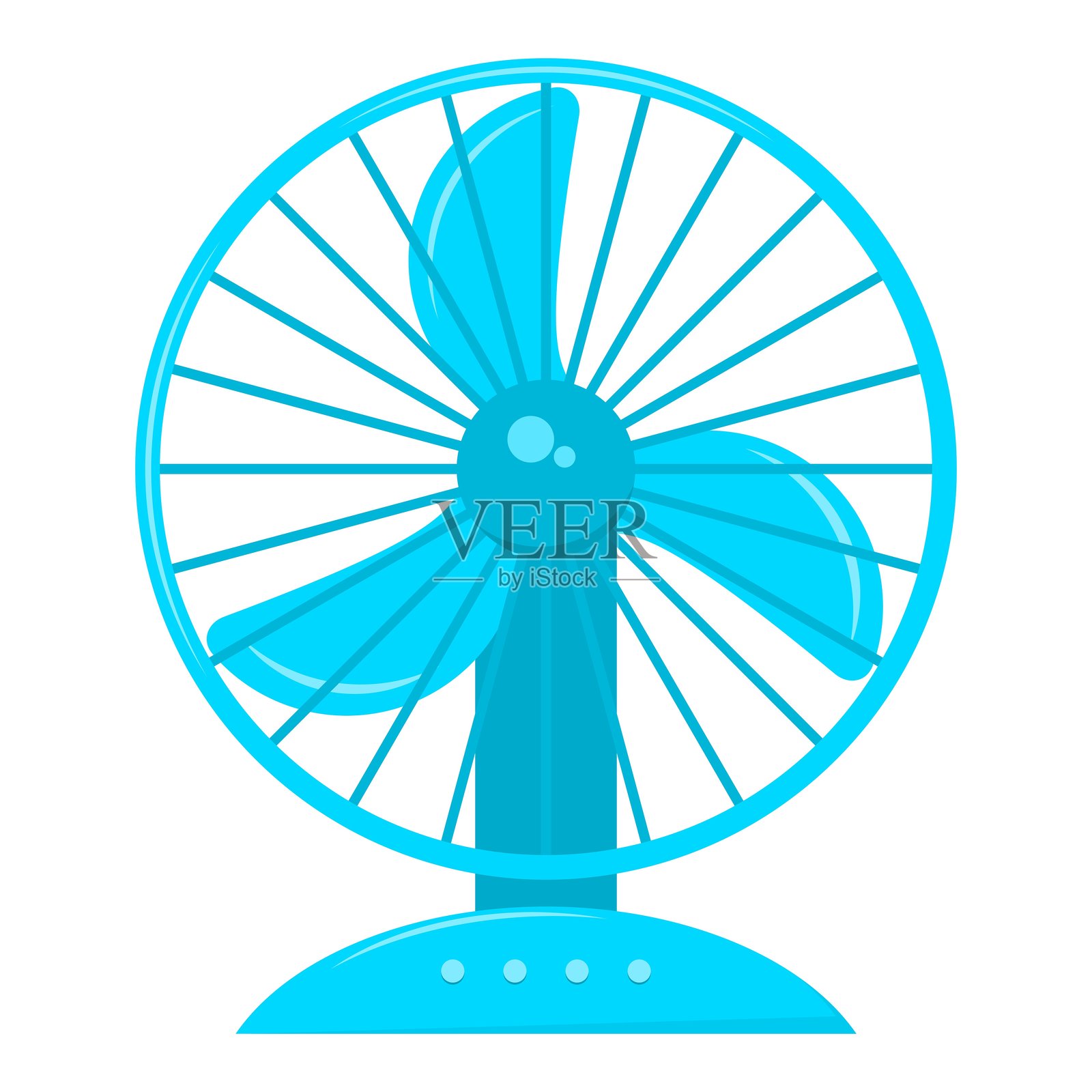 浅蓝色风扇。台式风扇。矢量插图插画图片素材