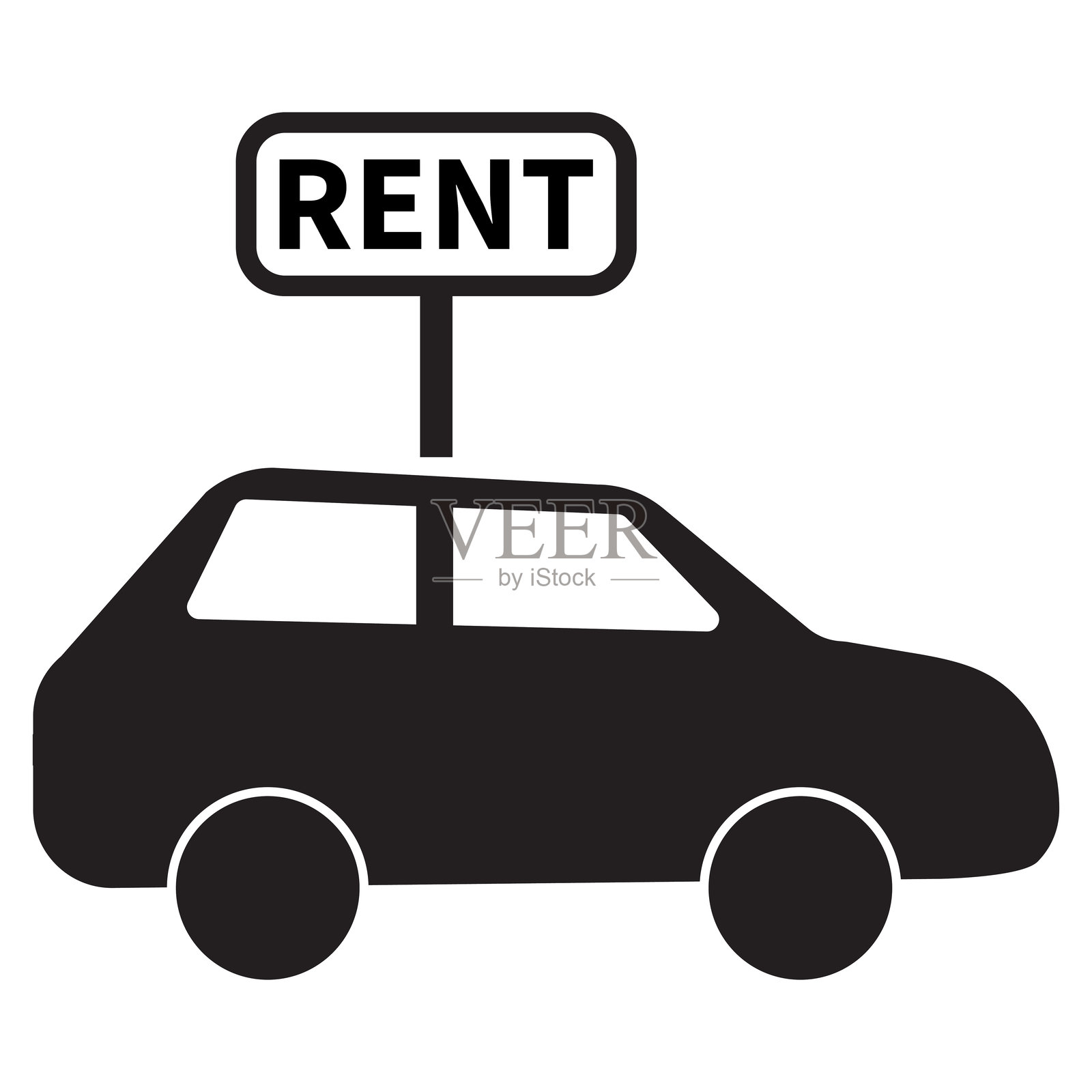 租车图标，带有租赁标签。汽车租赁符号。矢量插图。插画图片素材