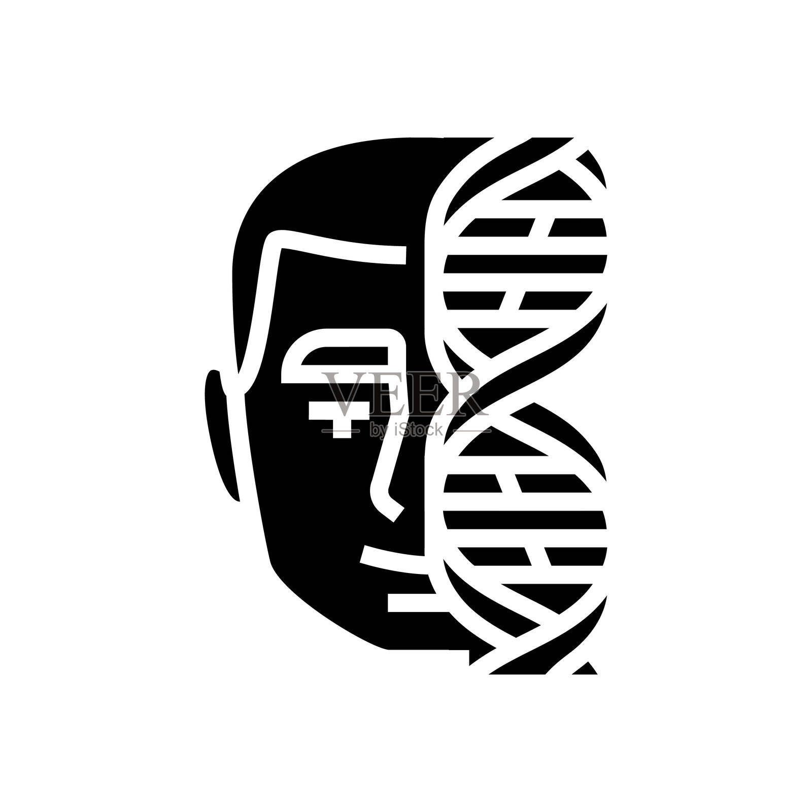 带有患者面孔的基因组轮廓图标矢量插图插画图片素材
