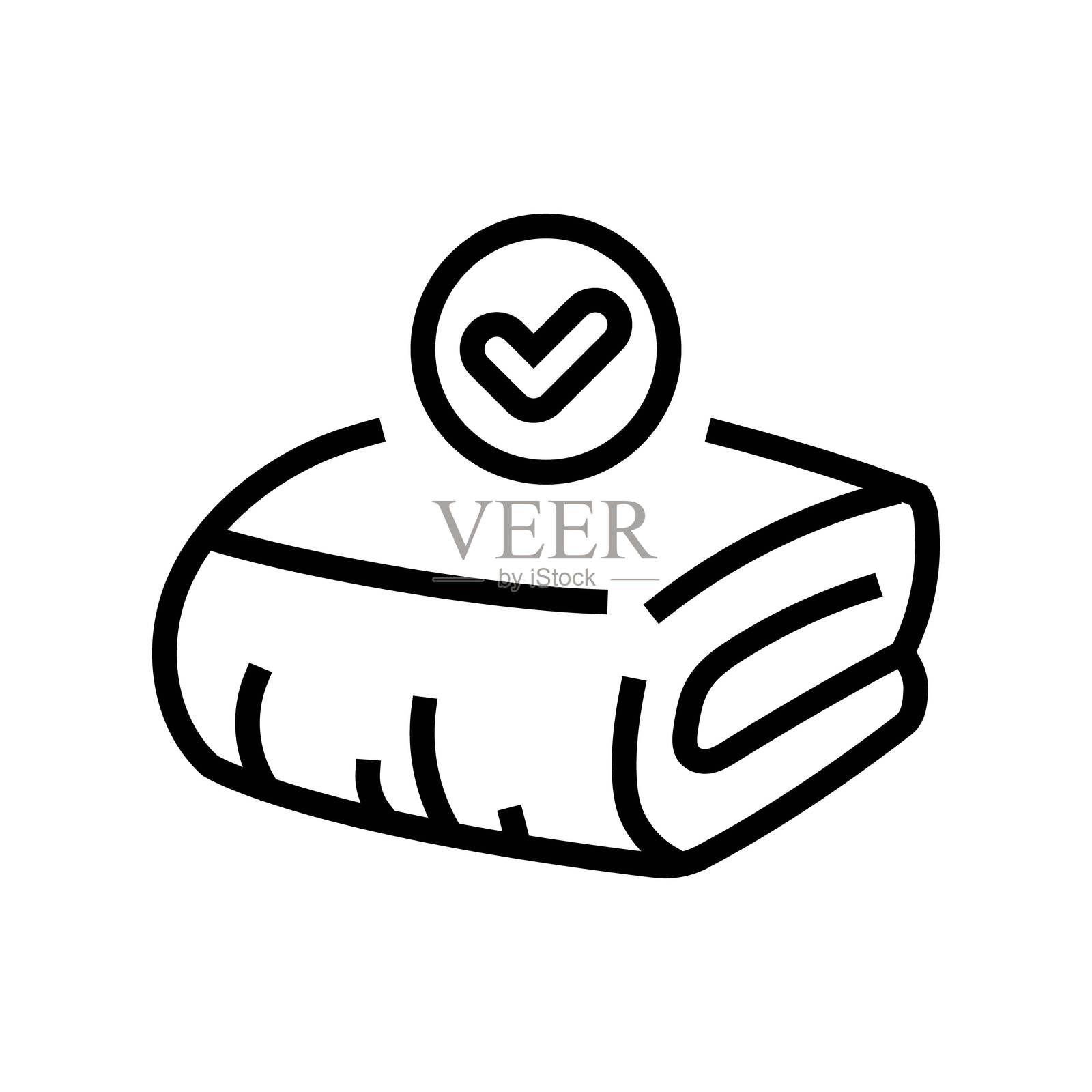 干燥用的干净柔软毛巾线条图标插图插画图片素材