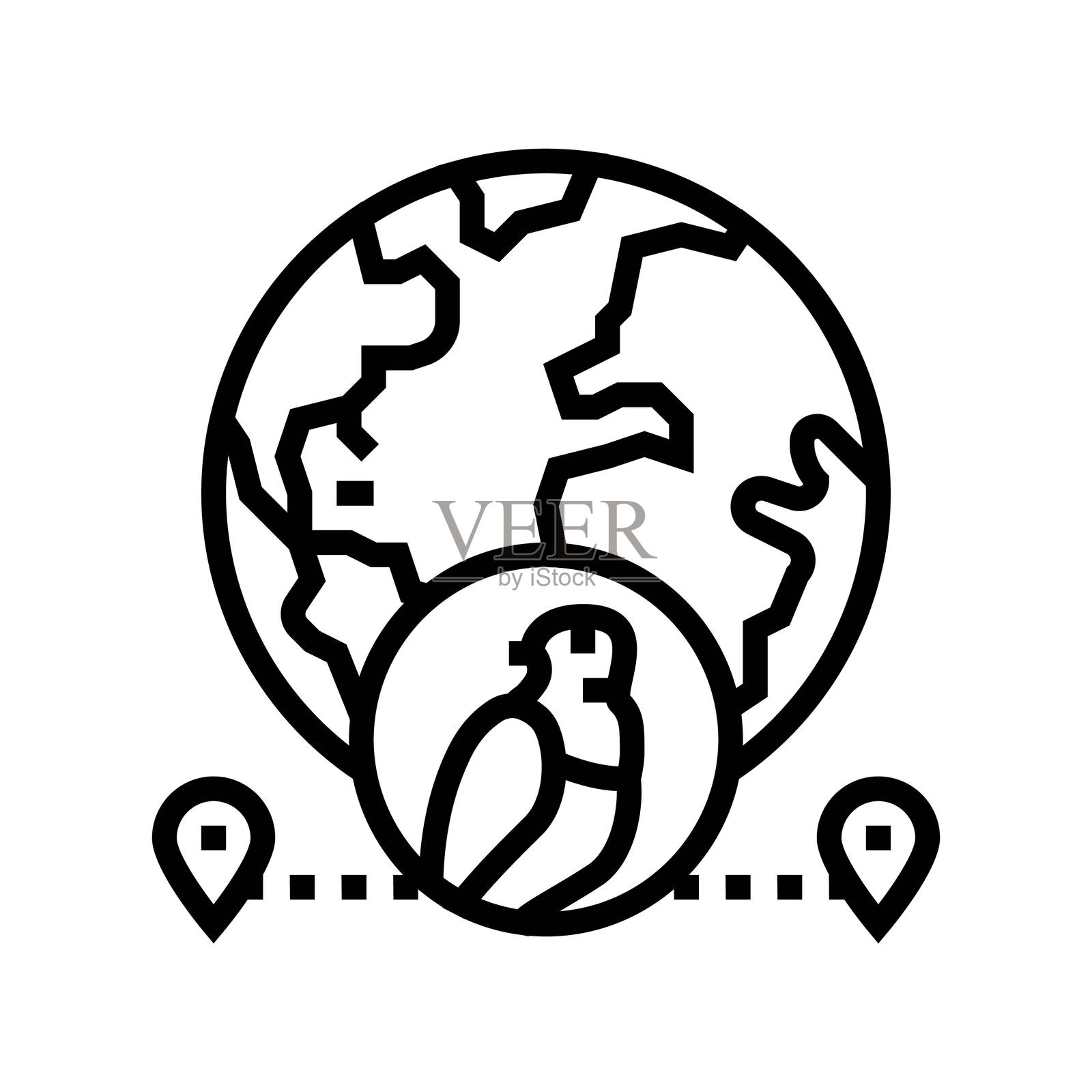 动物迁徙路径线条图标插图插画图片素材