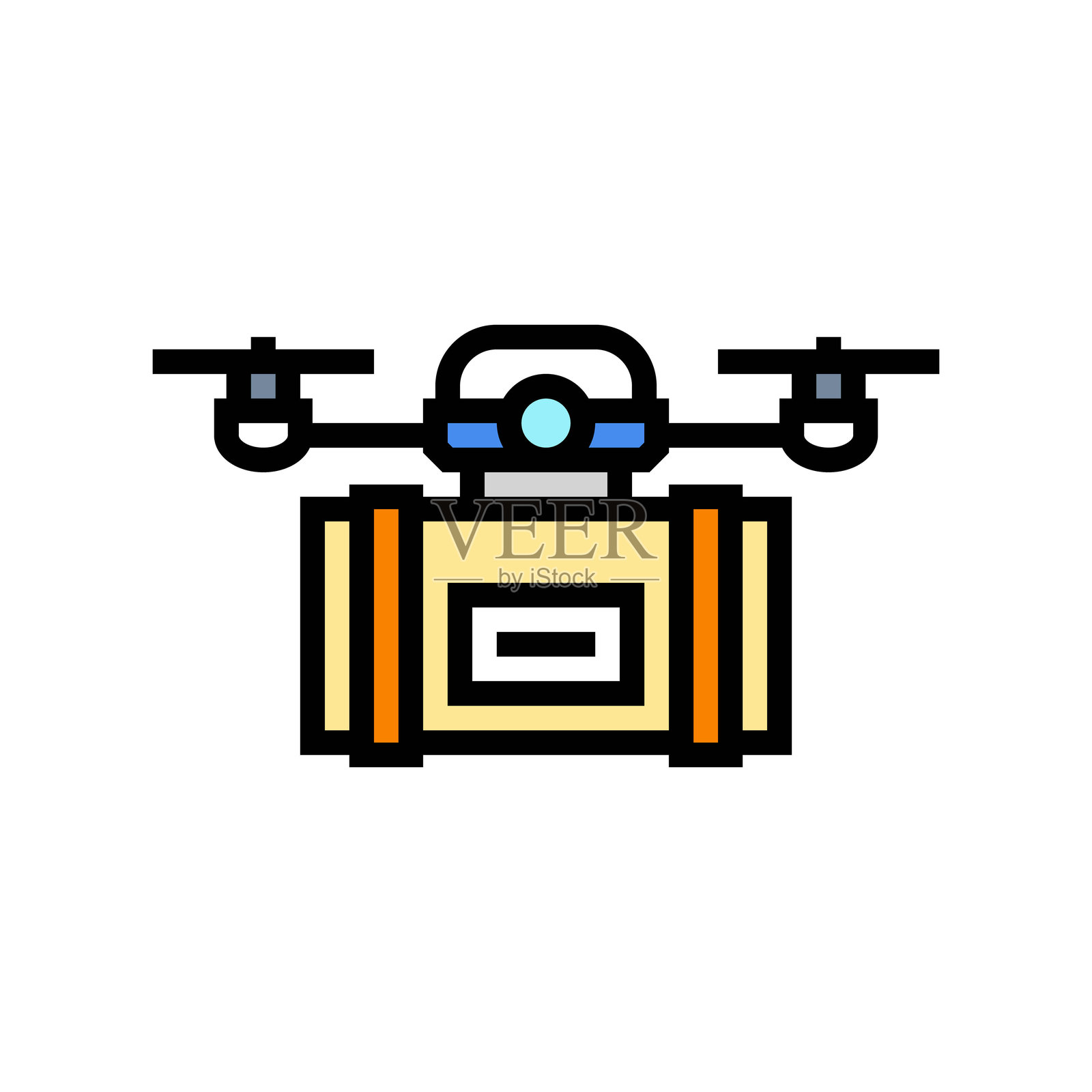 送货行业的无人机 彩色图标 矢量插图插画图片素材