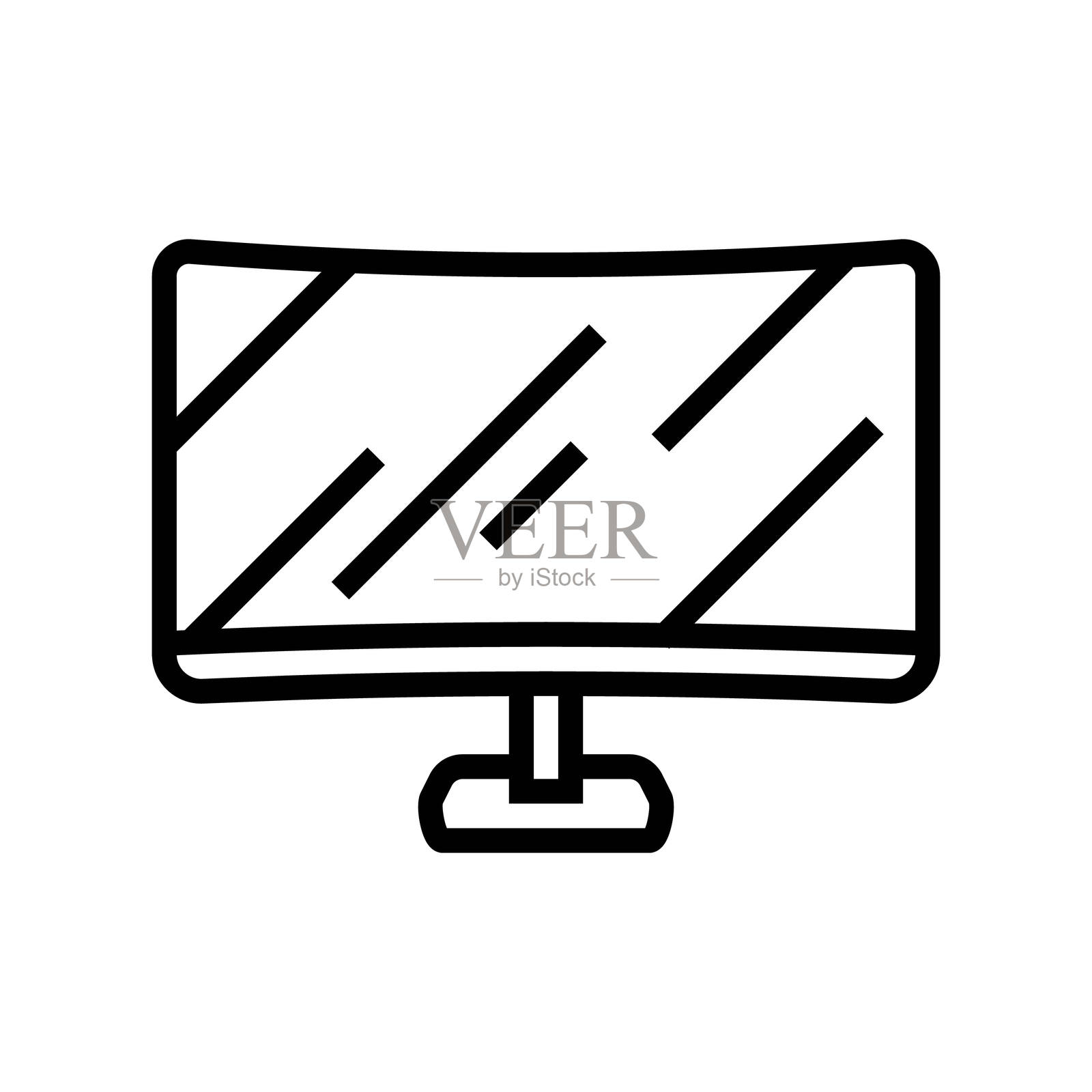 数字显示屏行业线条图标插图插画图片素材