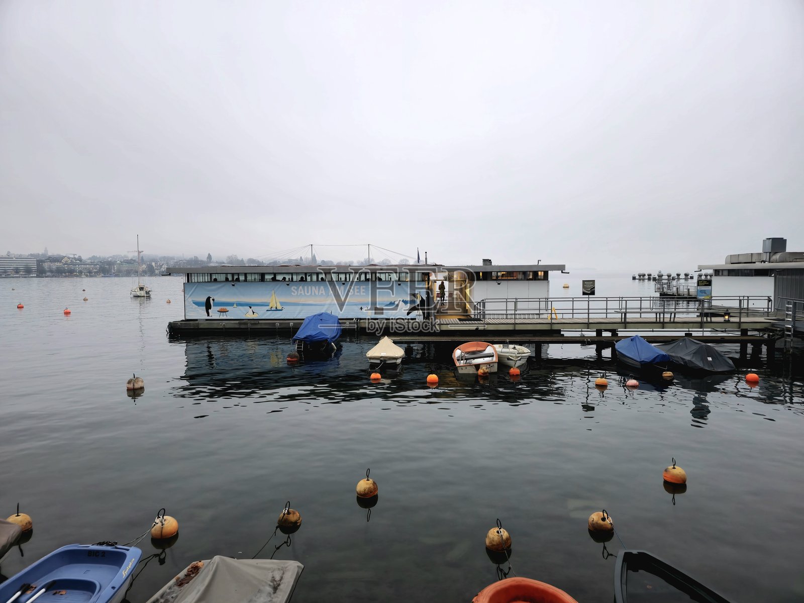 苏黎世湖畔的桑拿照片摄影图片