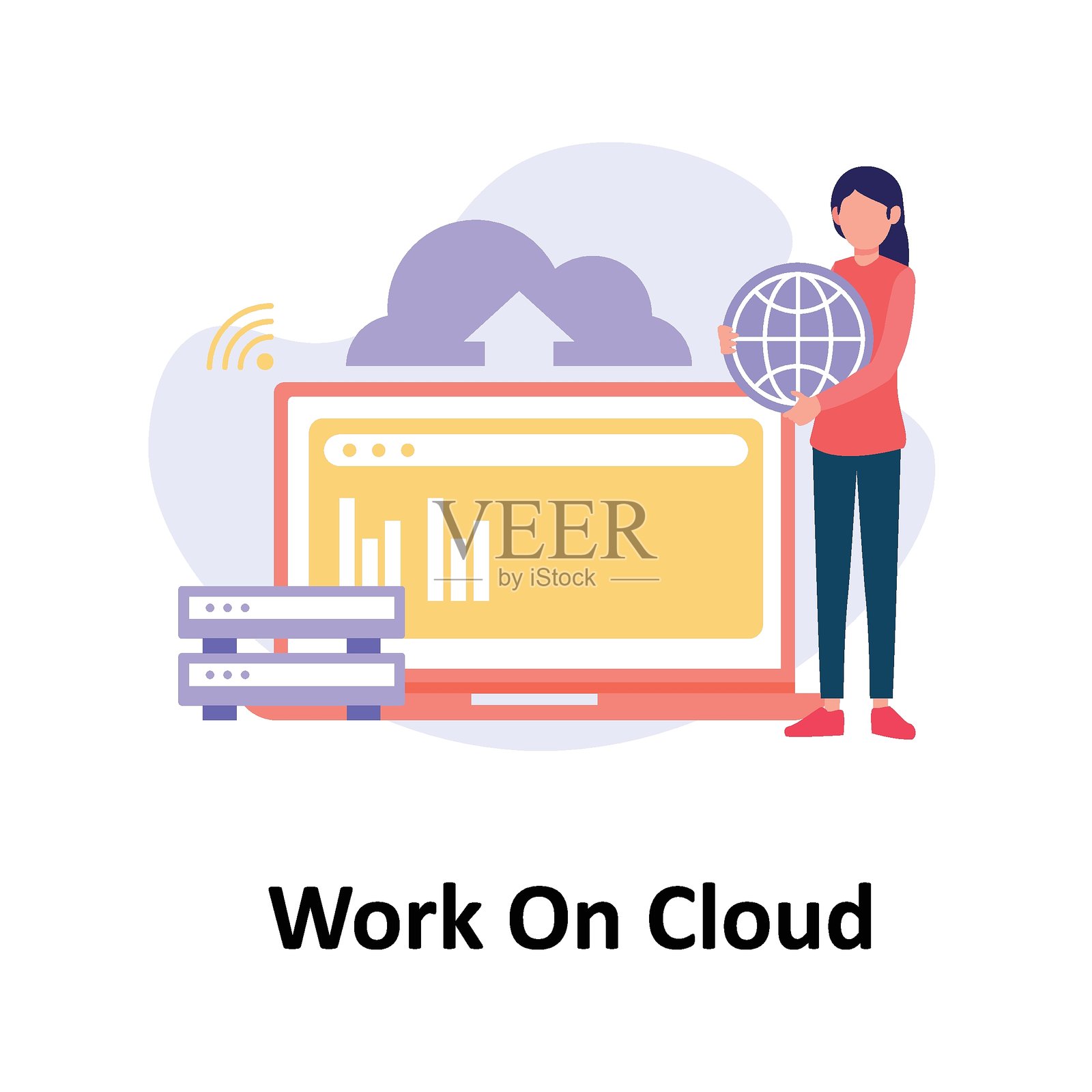 可轻松修改或编辑的云端工作矢量插图插画图片素材