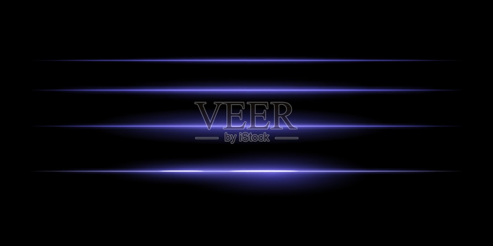 水平紫色光线条纹集。细长发光线条，白色照明，未来感光效应，抽象设计，简约光晕，装饰元素，平滑渐变，现代视觉效果。插画图片素材