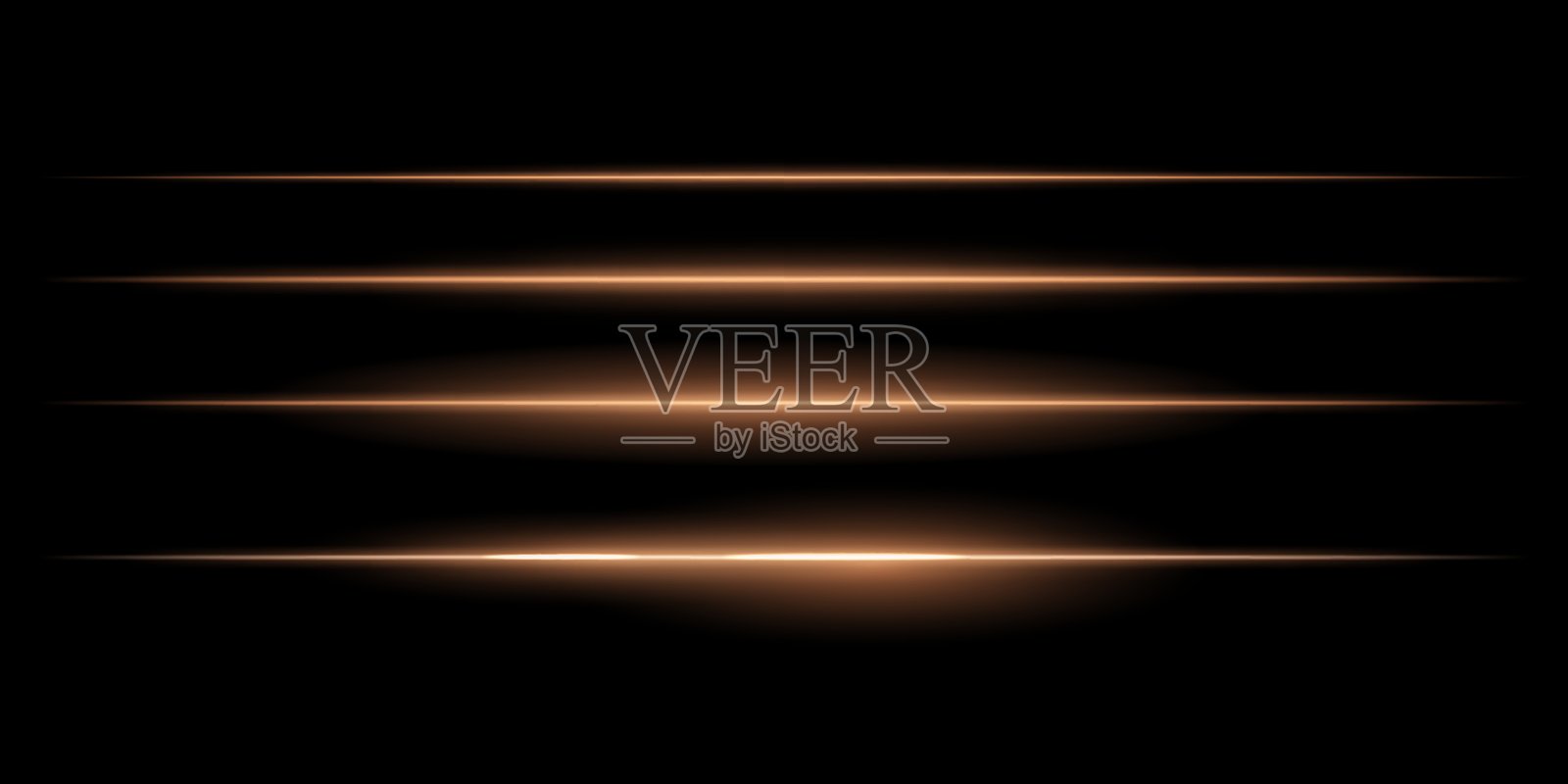 水平金色光线条纹组合。细长发光线条，白色照明，未来感光效应，抽象设计，简约光晕，装饰元素，平滑渐变，现代视觉效果。插画图片素材