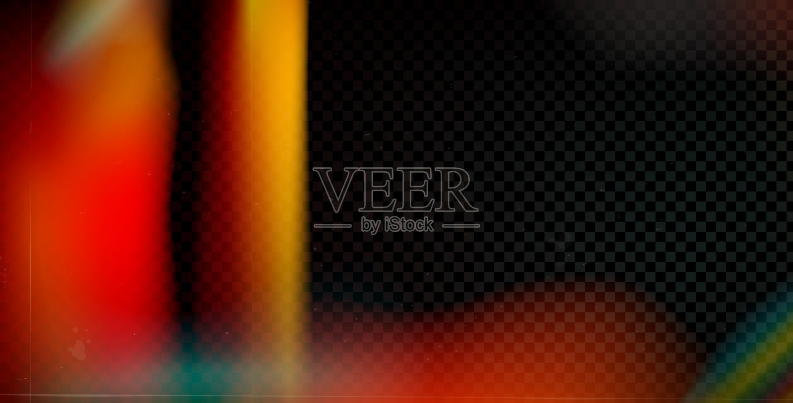 旧照片光漏叠加效果，带有彩色渐变。相机胶卷滤镜。透明背景上的抽象复古镜头光晕效果。带有灰尘和斑点噪声的纹理。模糊的矢量背景。插画图片素材