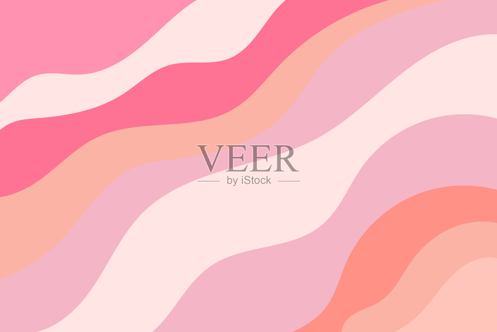 美学粉色渐变背景，波浪纹理。抽象浅粉色波浪背景。时尚动漫条纹图案，带有渐变纹理。自然曲线景观，光影交错。插画图片素材