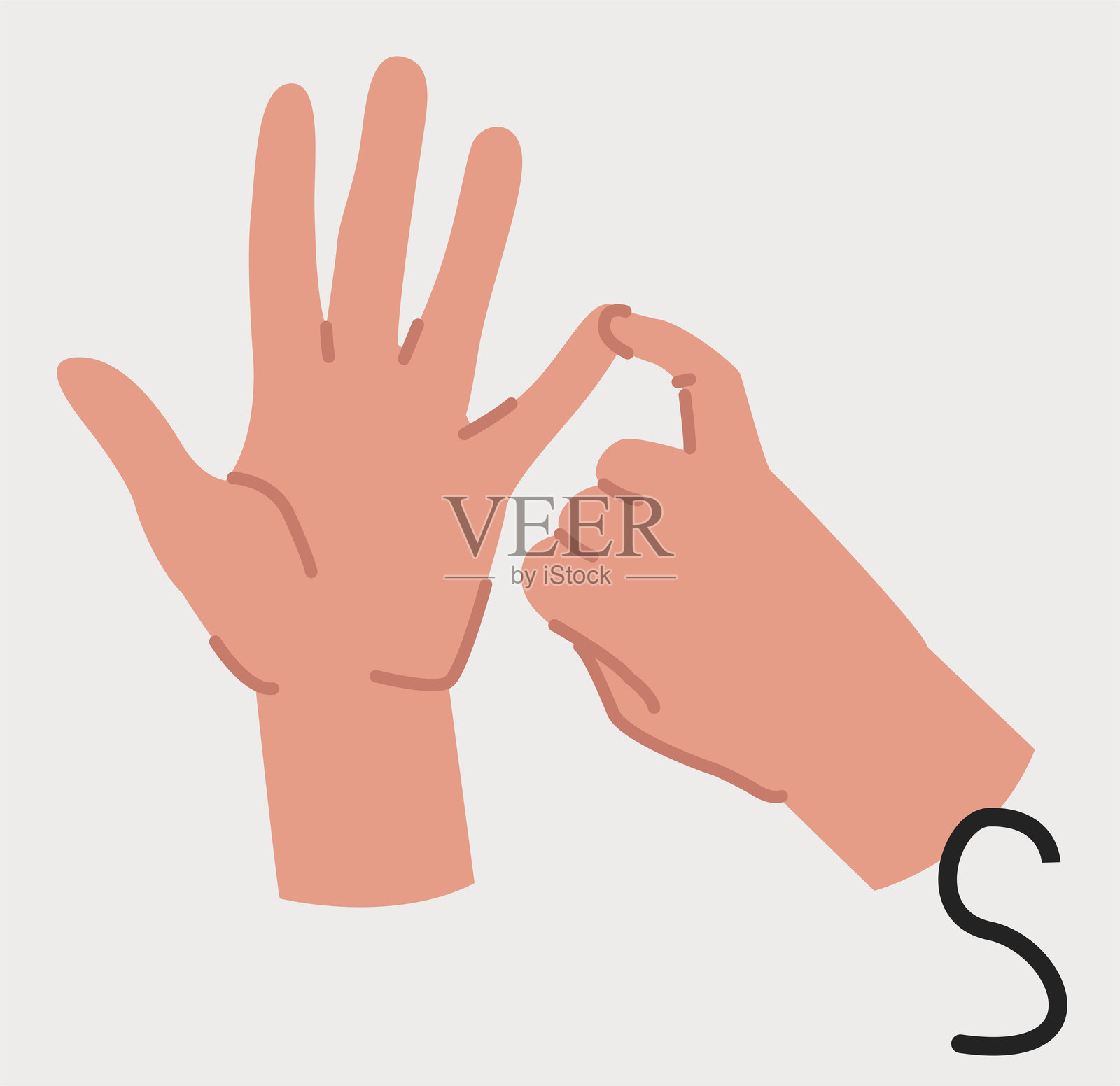 手势展示字母S的手语。矢量插图插画图片素材