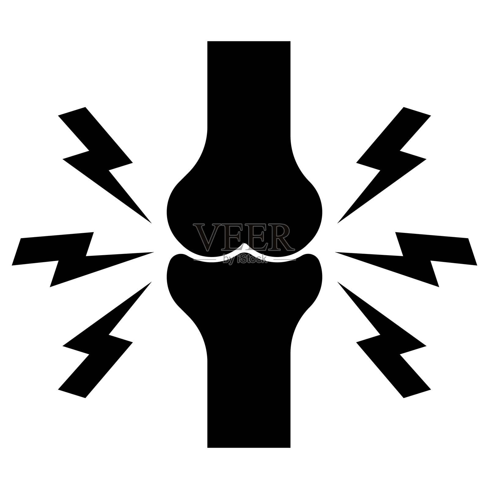 骨骼疼痛图标。膝关节疼痛图标。矢量插图。插画图片素材