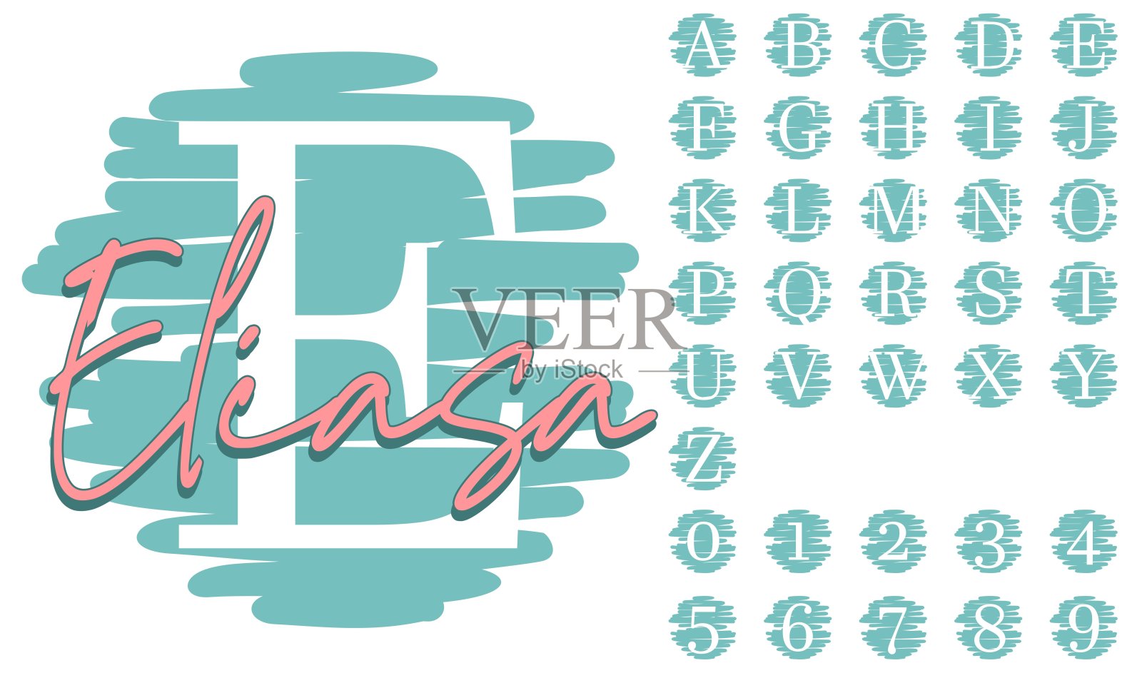 破旧字母单字母组合 A-Z，磨损字体矢量设计集 A-Z插画图片素材