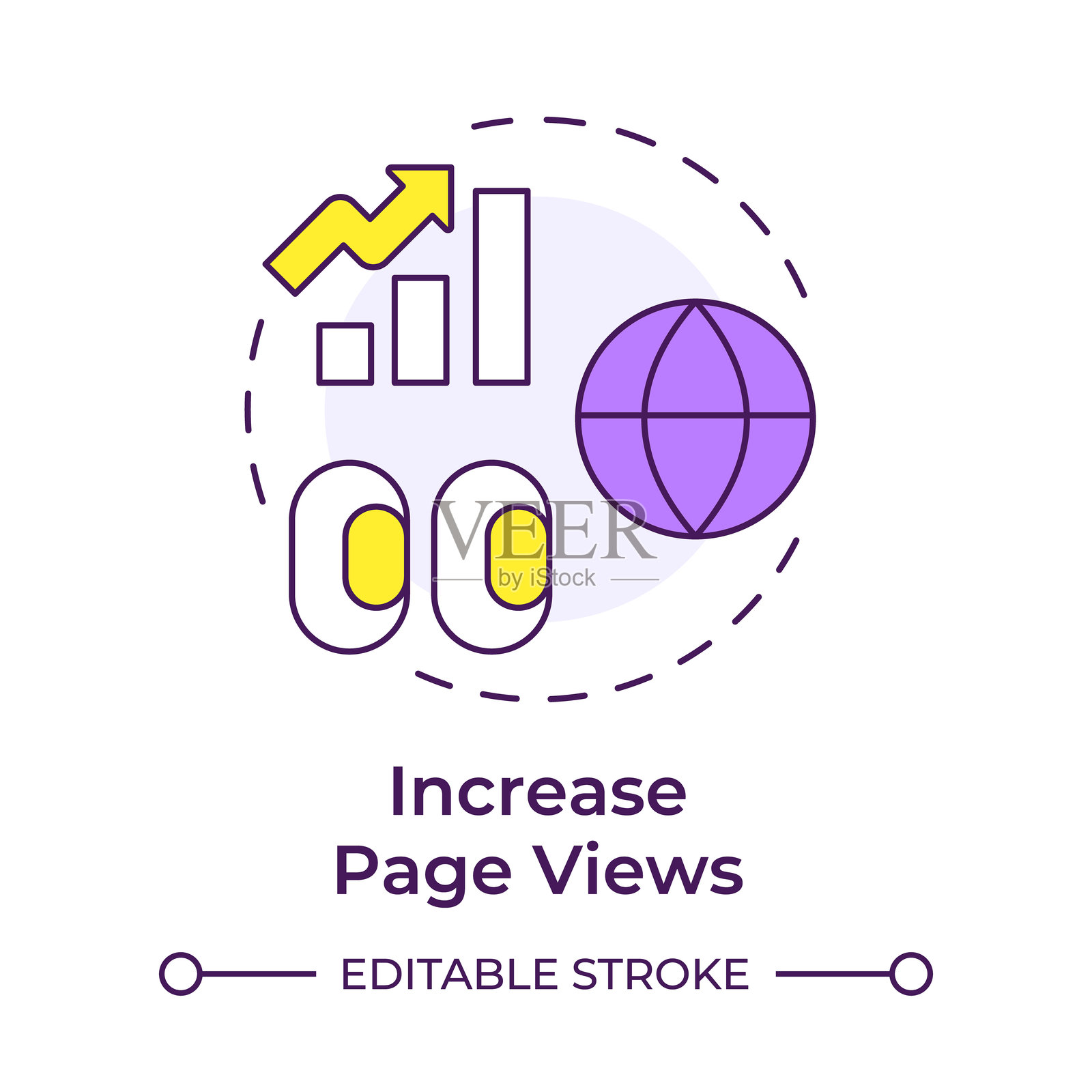 增加页面浏览量的多彩概念图标插画图片素材