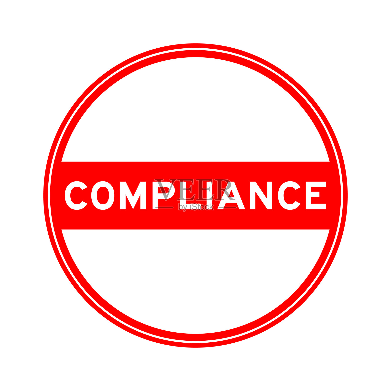 白色背景上的红色圆形印章贴纸，标有“合规”字样插画图片素材