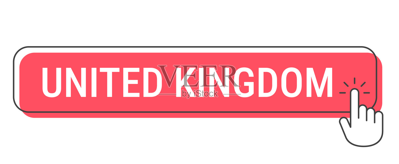 英国 - 白色背景上用手指光标点击按钮插画图片素材
