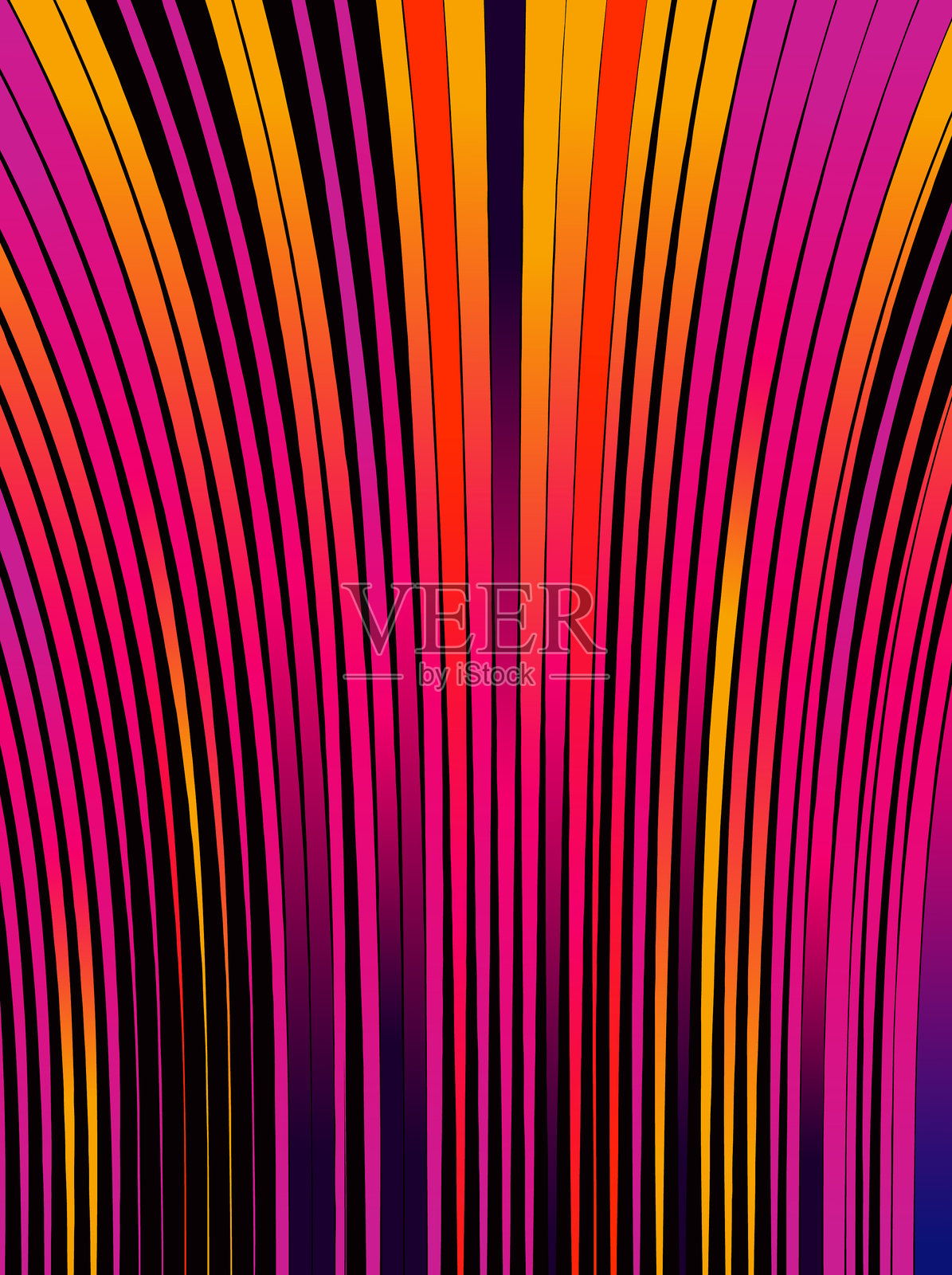 条纹抽象背景，具有渐缩透视效果插画图片素材